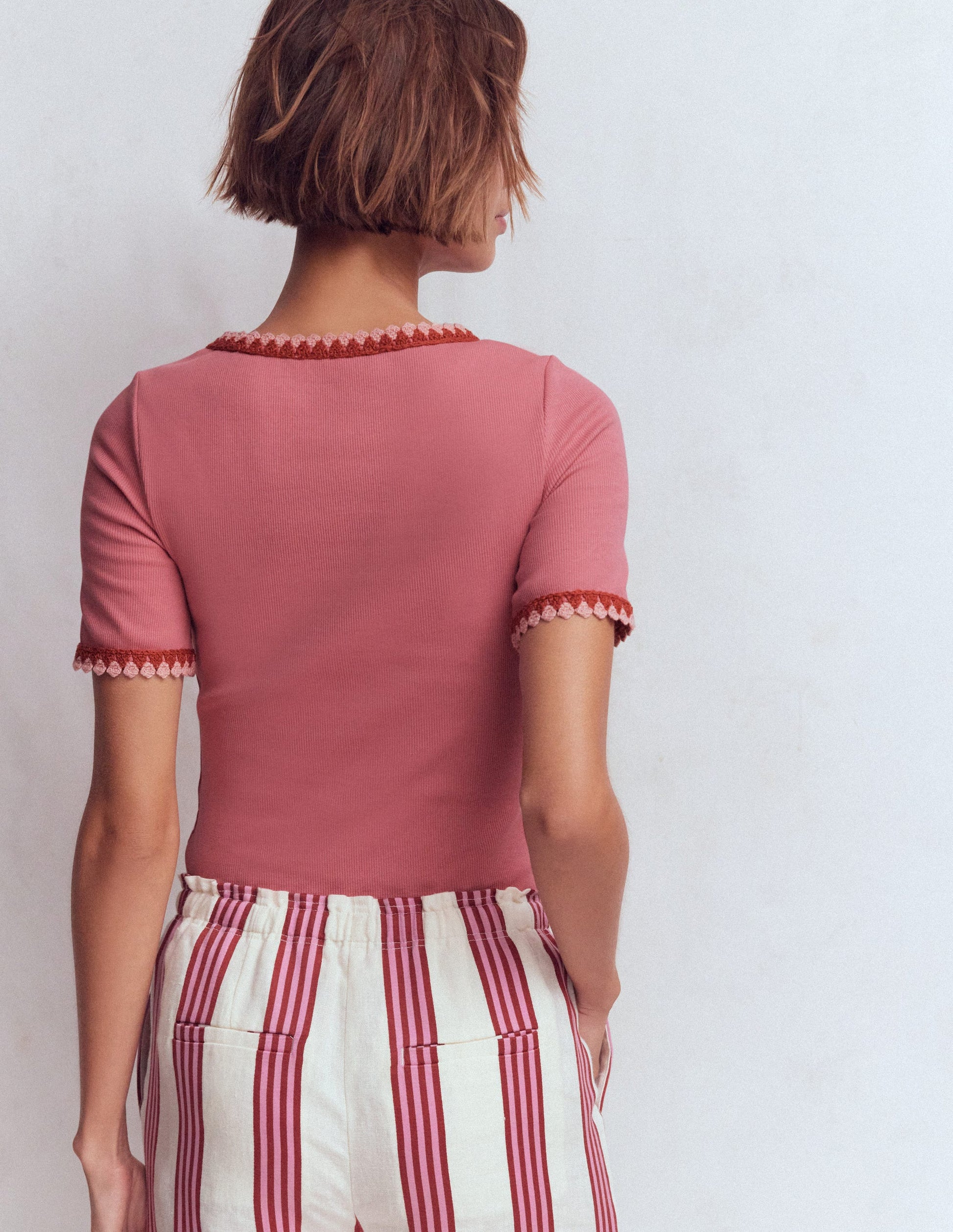 Maddie Trim Detail T-Shirt-Vintage Rose-3