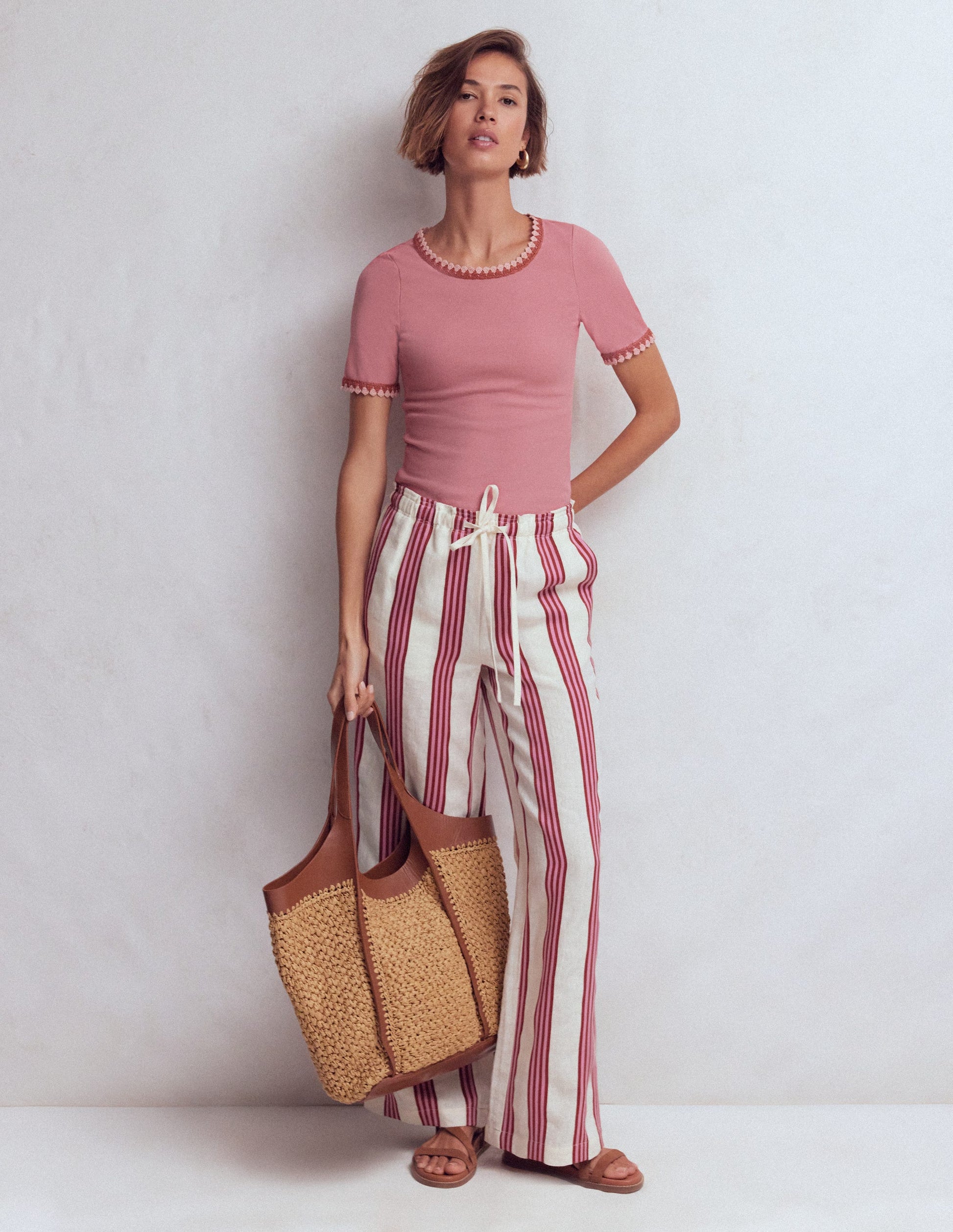 Maddie Trim Detail T-Shirt-Vintage Rose-4