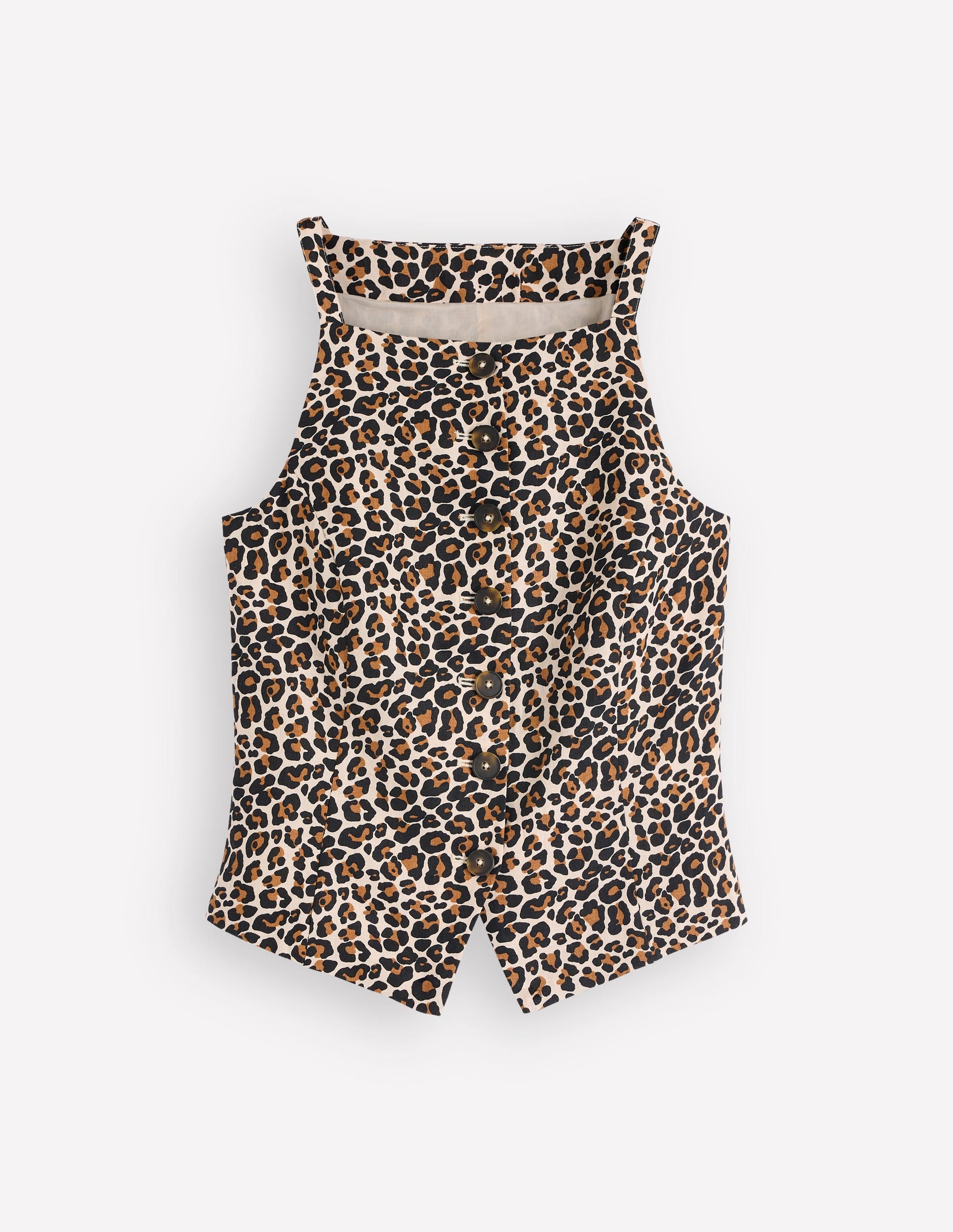 Square Neck Strap Waistcoat-Leopard Print-5