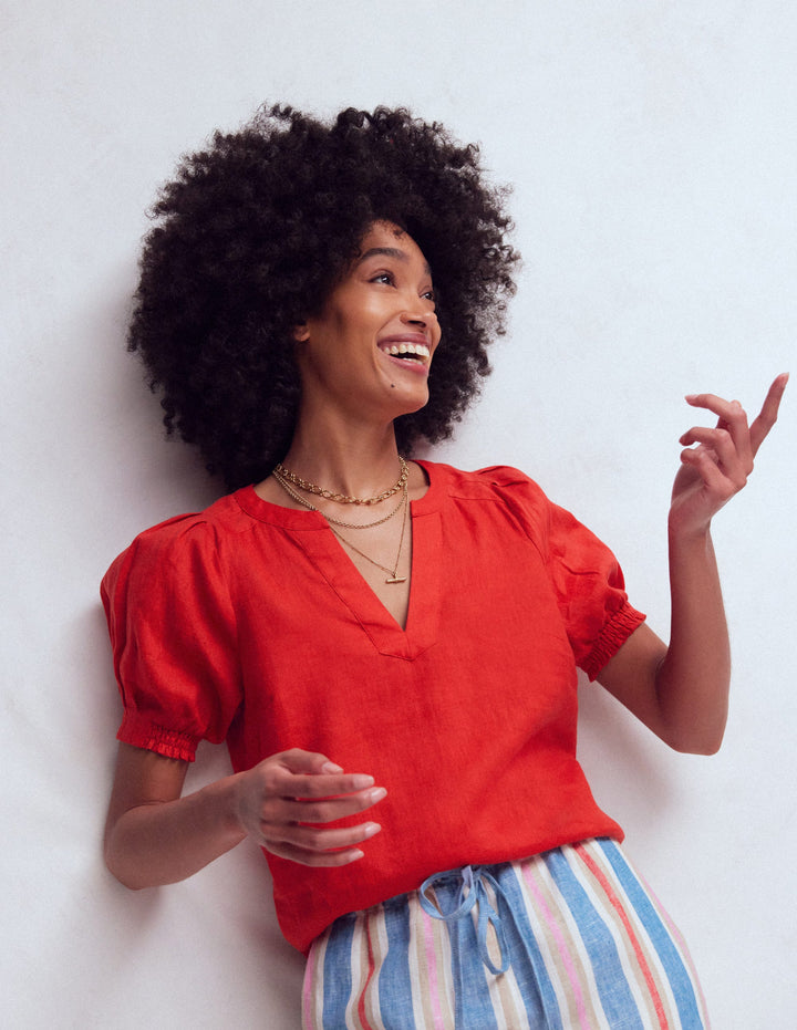 Rae Linen Top-Blood Orange