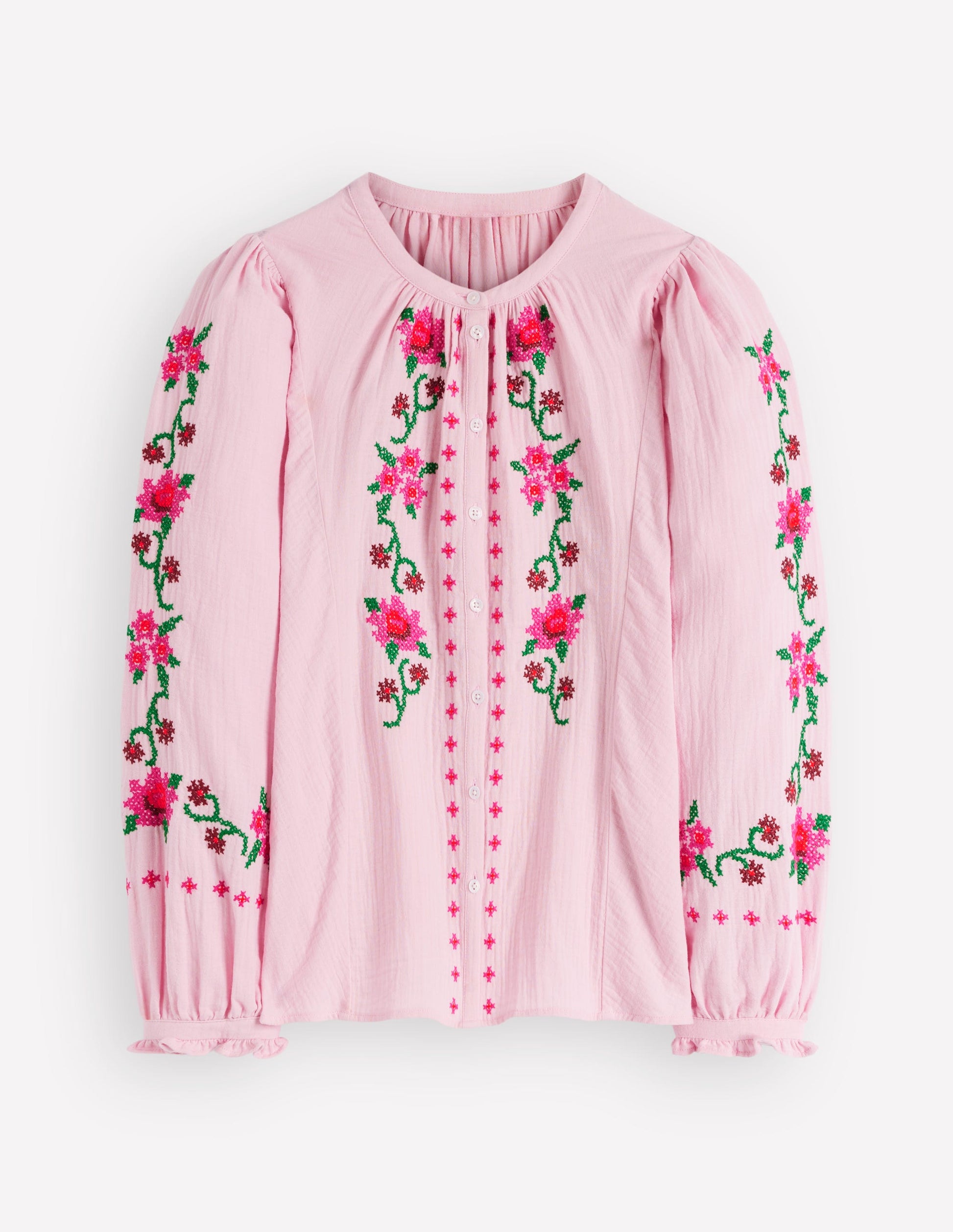 Camille Double Cloth Top-Spring Blossom Pink Embroidery-7