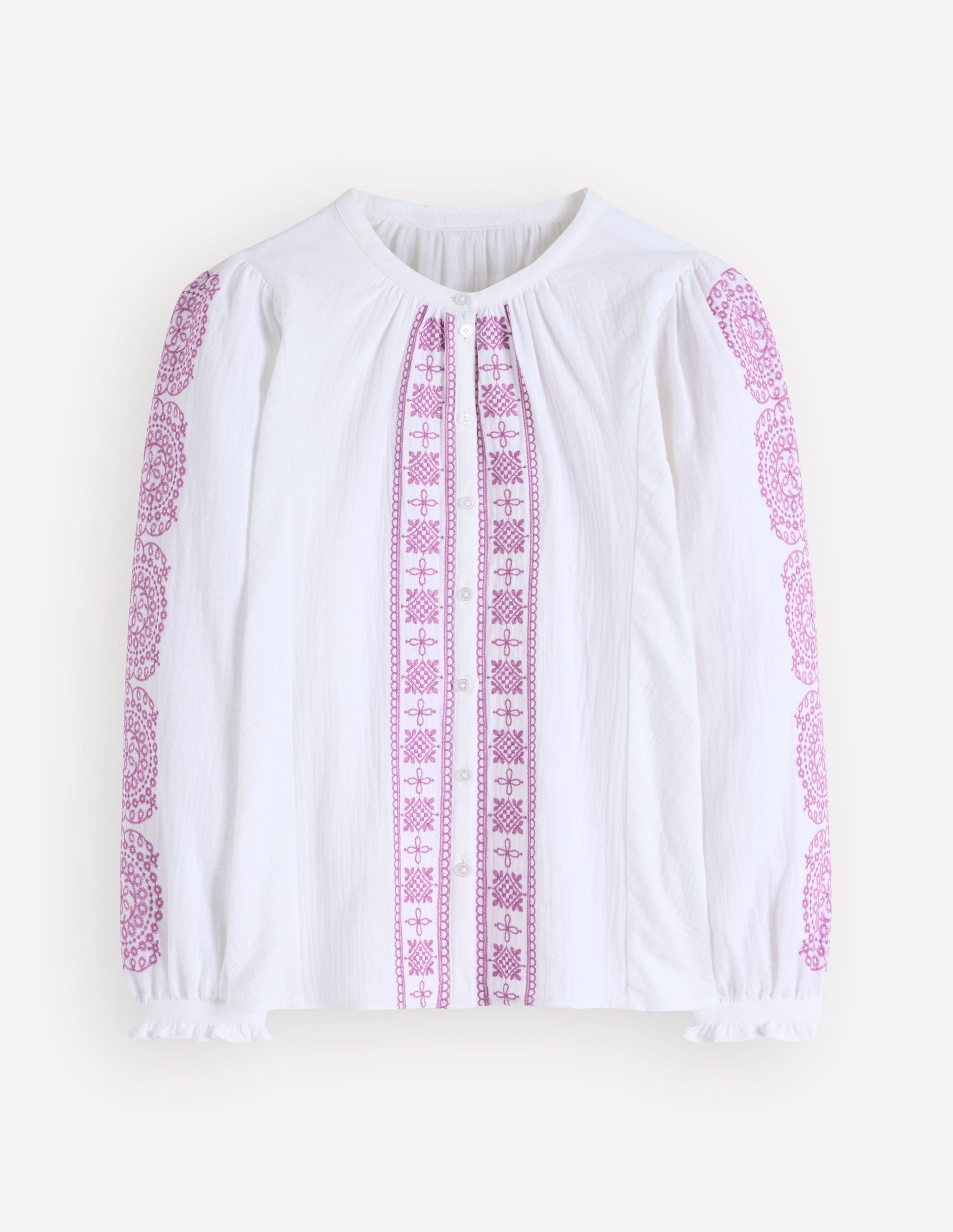 Camille Double Cloth Top-White Embroidery-7