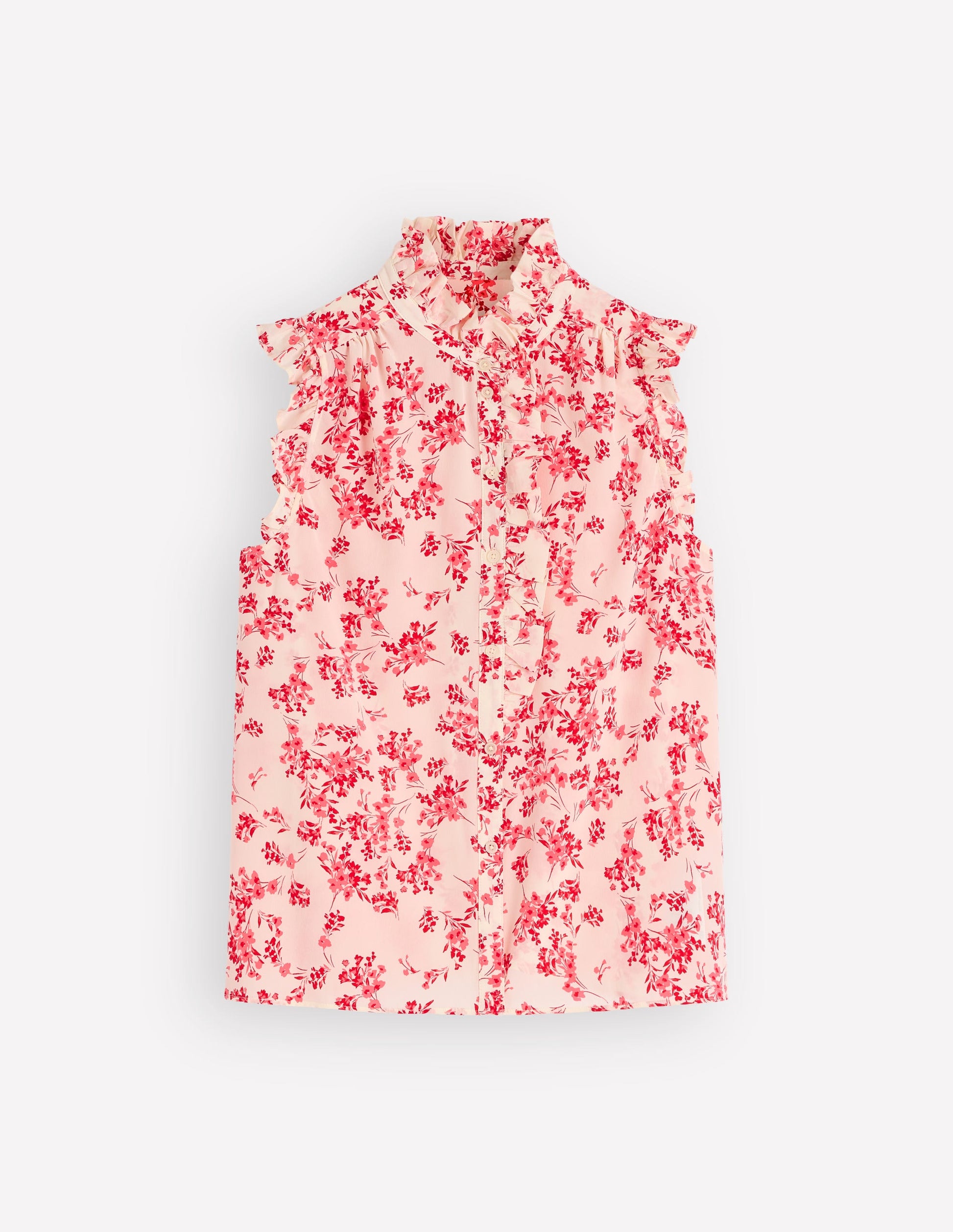 Isabel Sleeveless Silk Top-Pink, Bloom Scatter Mono-7