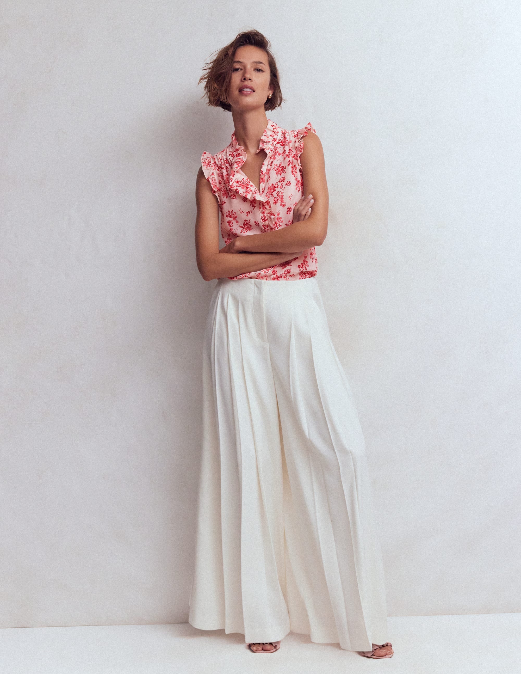 Isabel Sleeveless Silk Top-Pink, Bloom Scatter Mono - Image 4