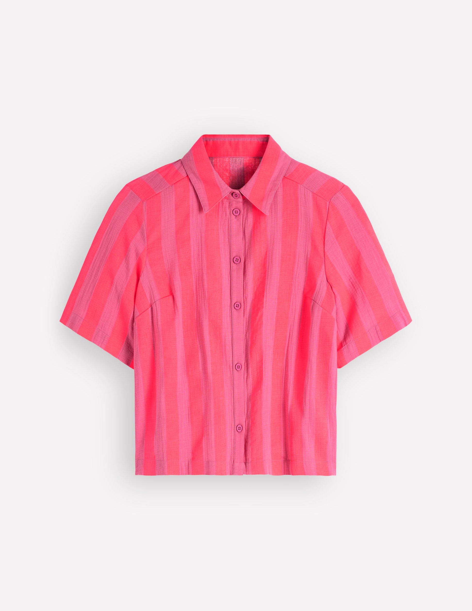 Double Cloth Shirt-Pink, Neon Coral Mid Stripe-8