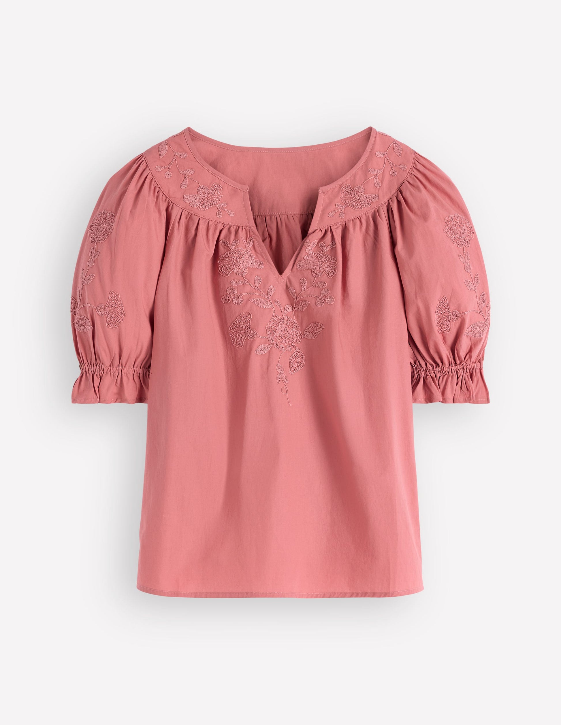 Cotton Embroidered Yoke Top-Vintage Rose Embroidered-8