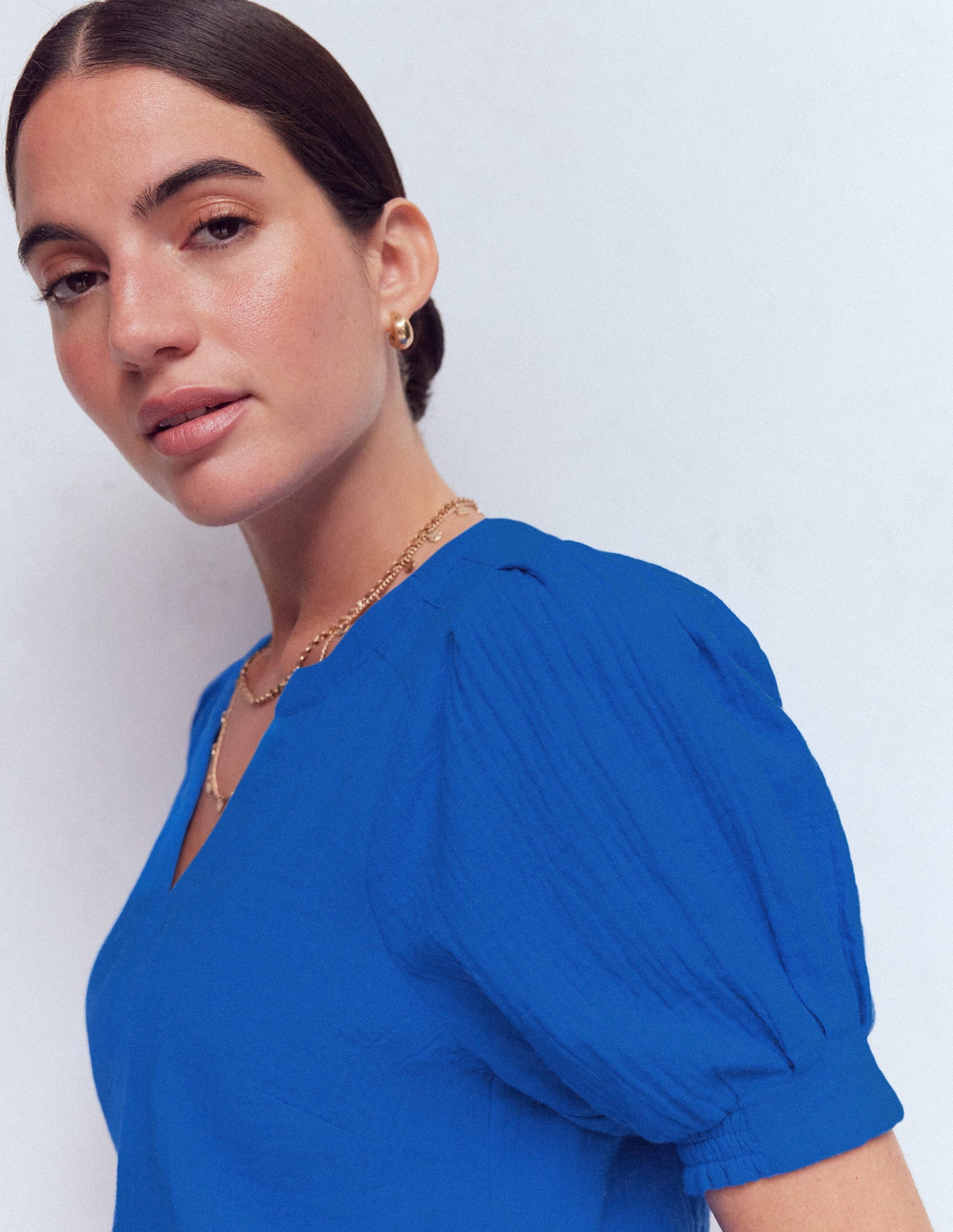 Rae Double Cloth Top-Bright Cobalt-2