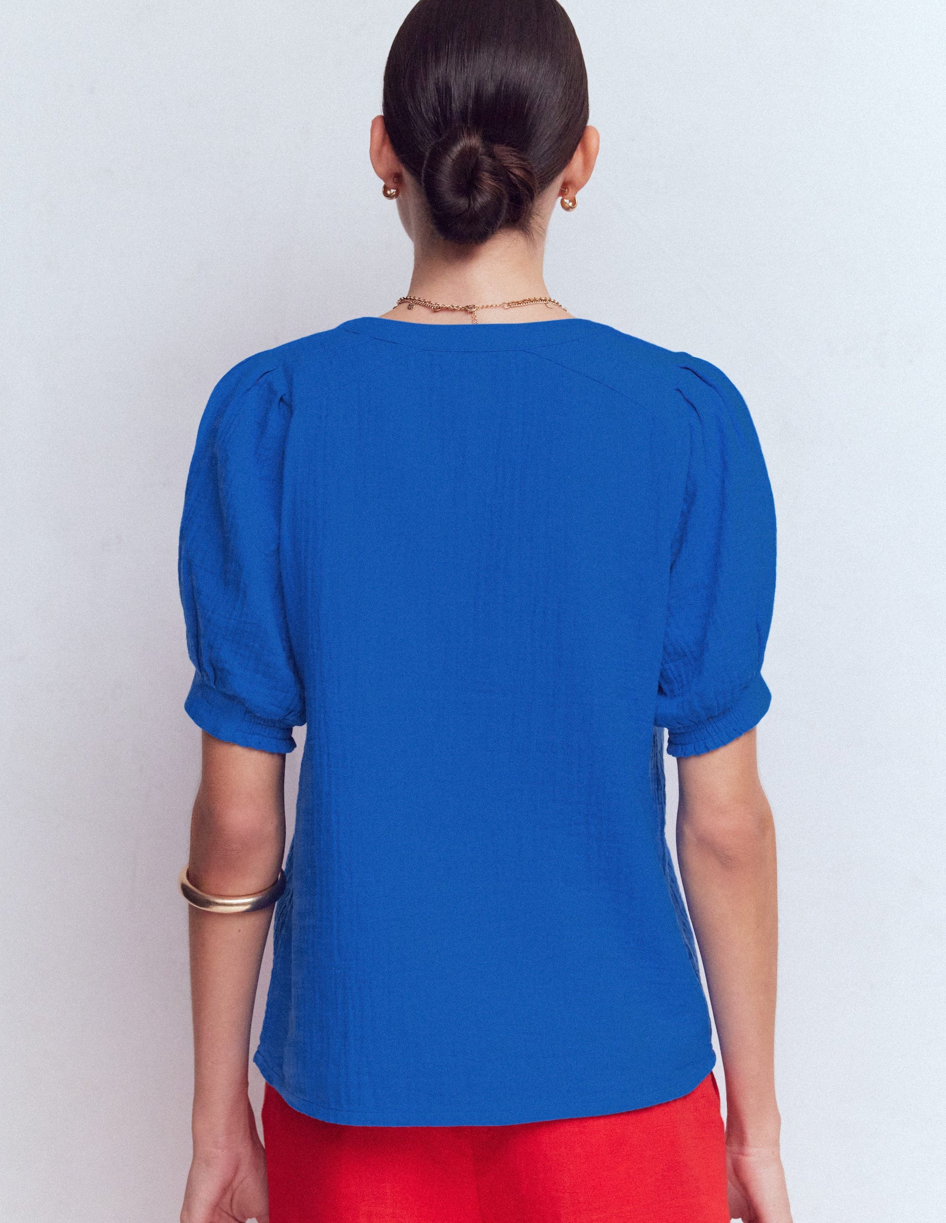 Rae Double Cloth Top-Bright Cobalt-3