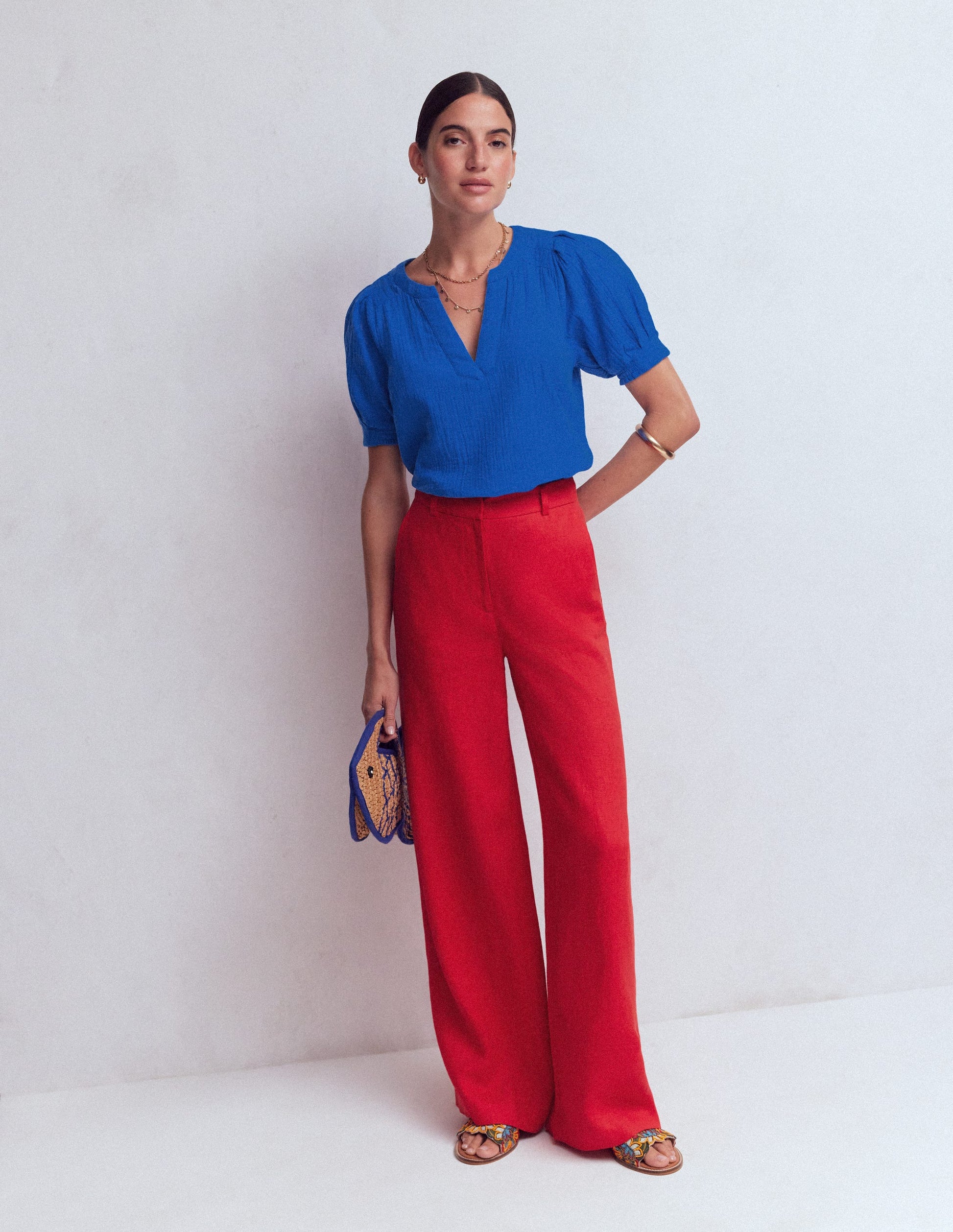 Rae Double Cloth Top-Bright Cobalt-4