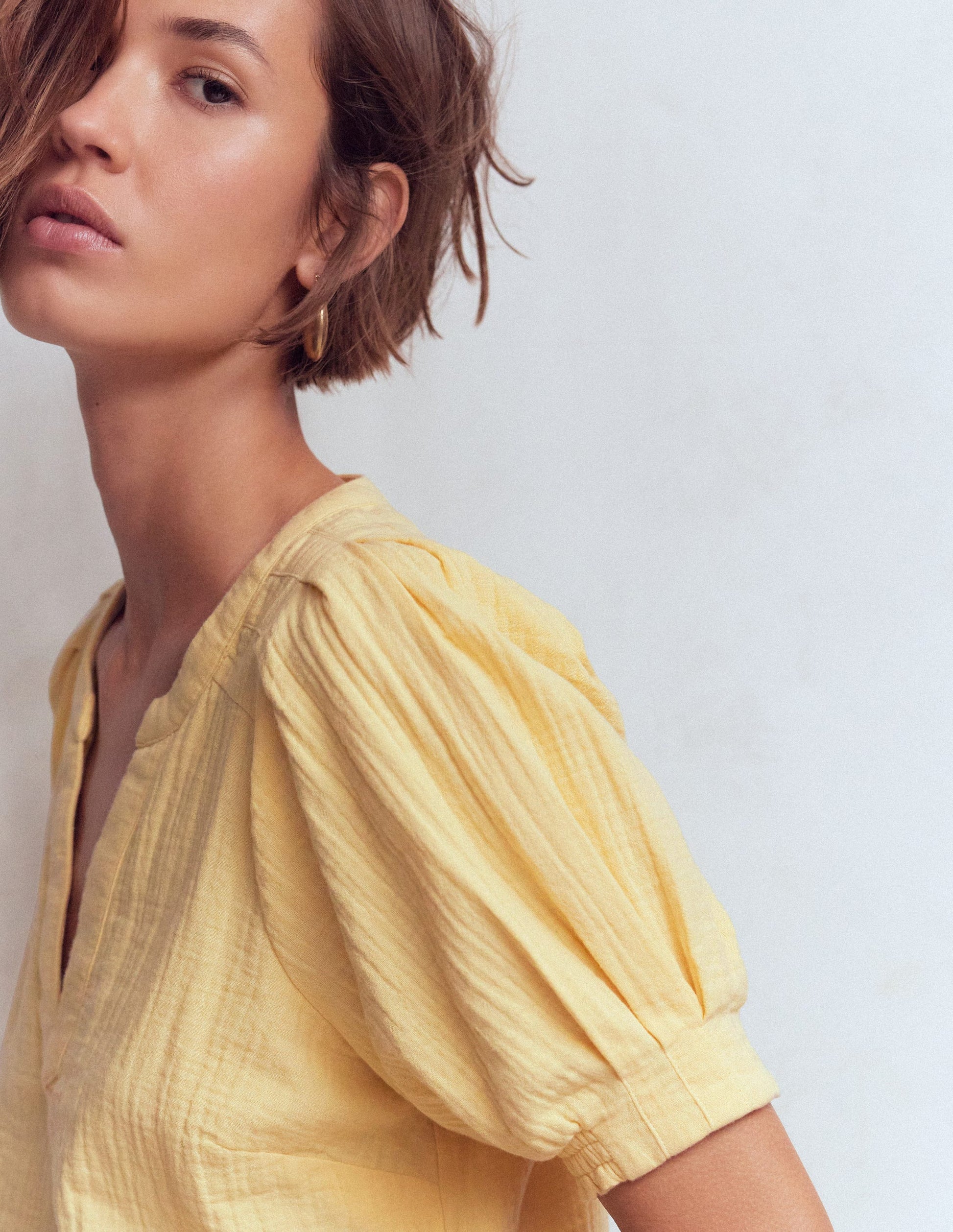 Rae Double Cloth Top-Sunlight Yellow-2