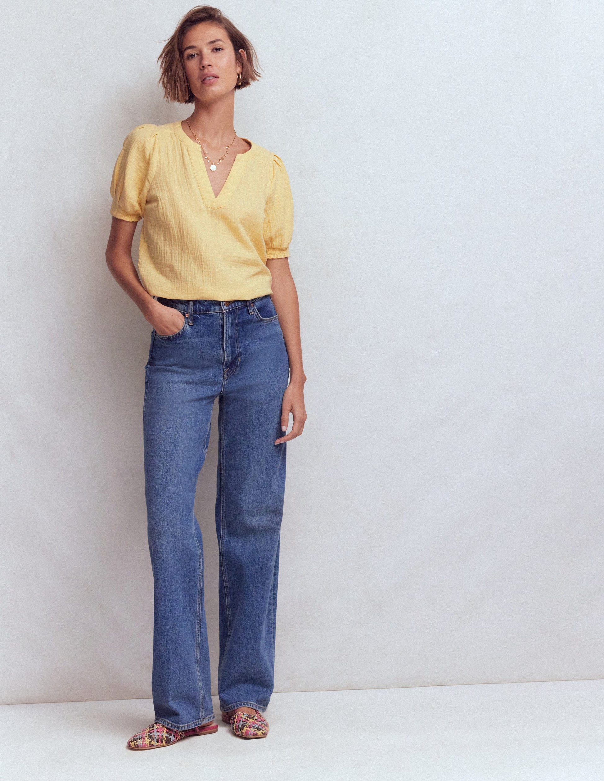 Rae Double Cloth Top-Sunlight Yellow-4