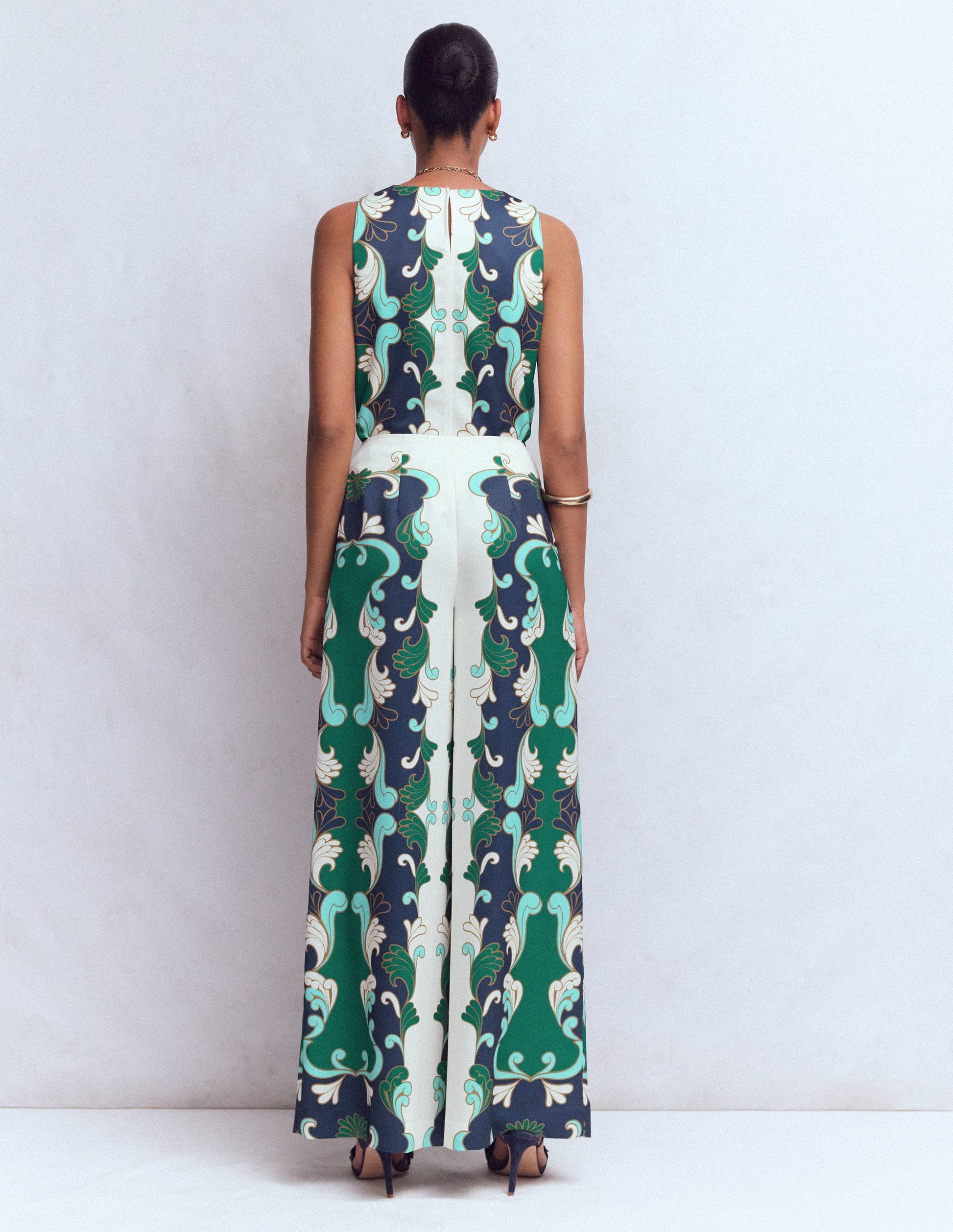 Relaxed Sleeveless Shell Top-Ivory, Foliage Whirl-7