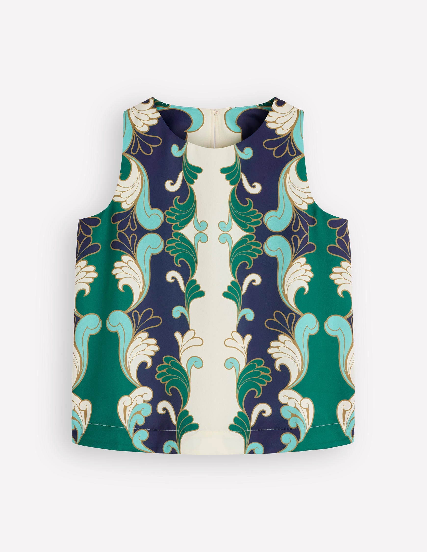 Relaxed Sleeveless Shell Top-Ivory, Foliage Whirl-9