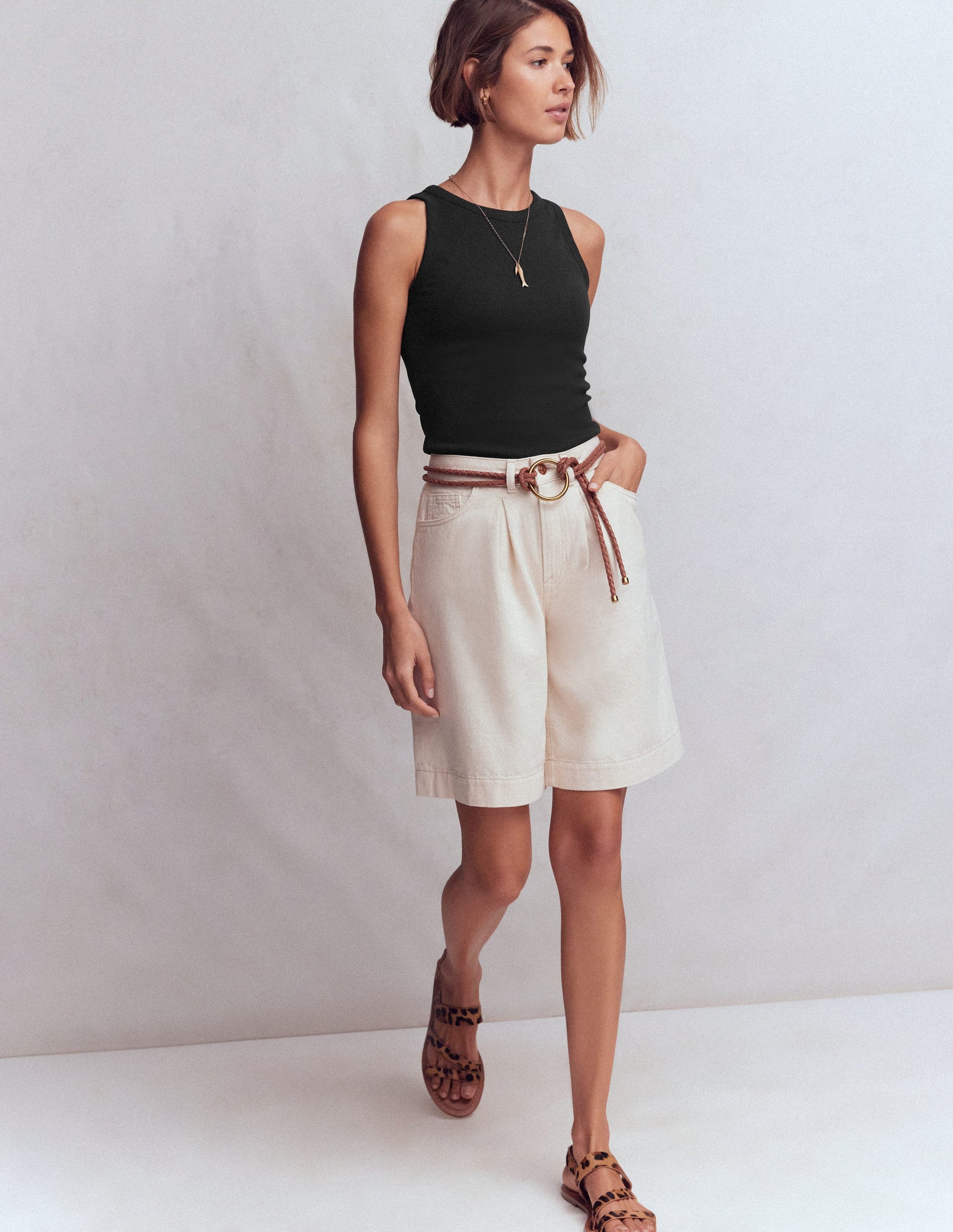 Ribbed Cotton Vest-Black-4