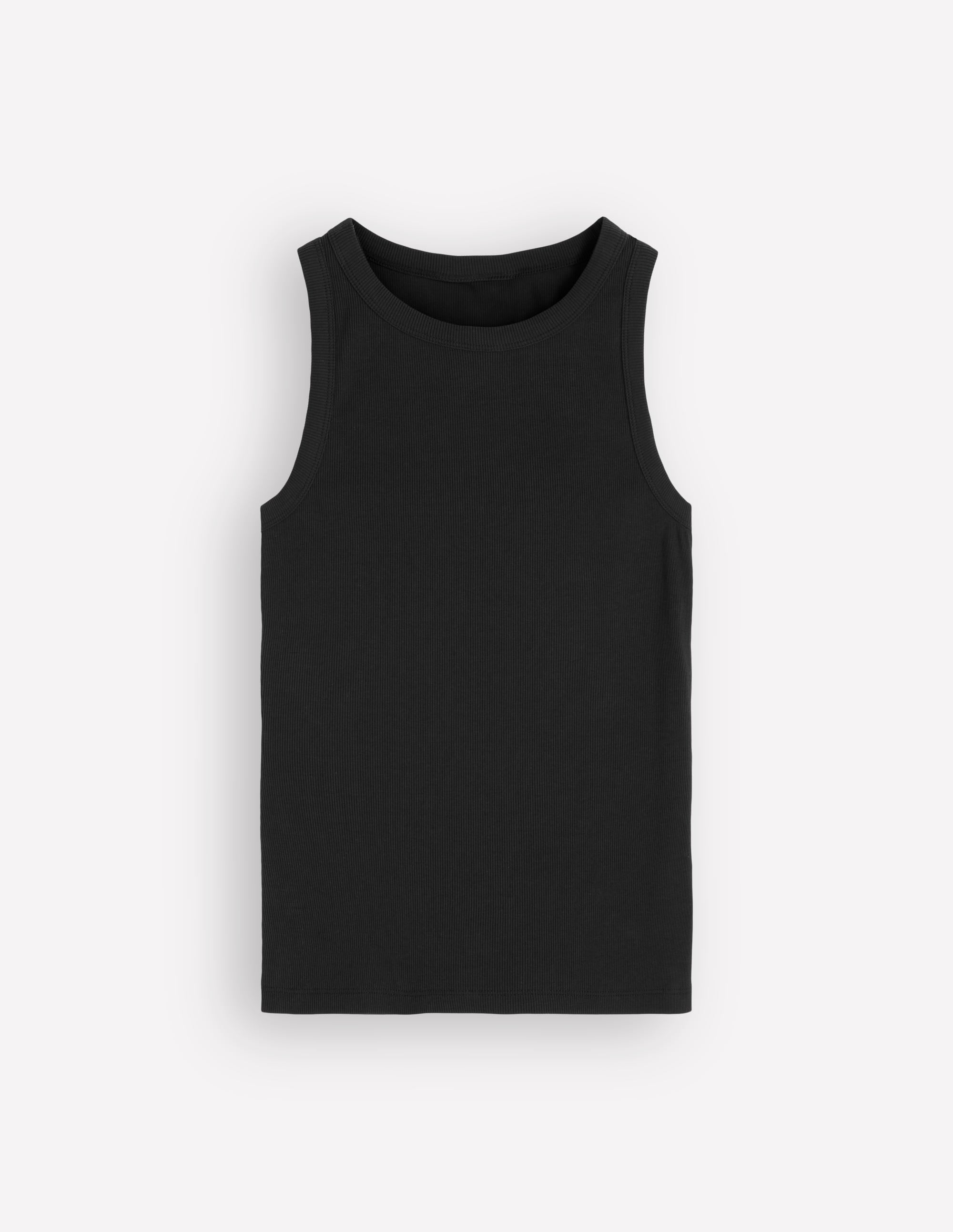 Ribbed Cotton Vest-Black - Image 6