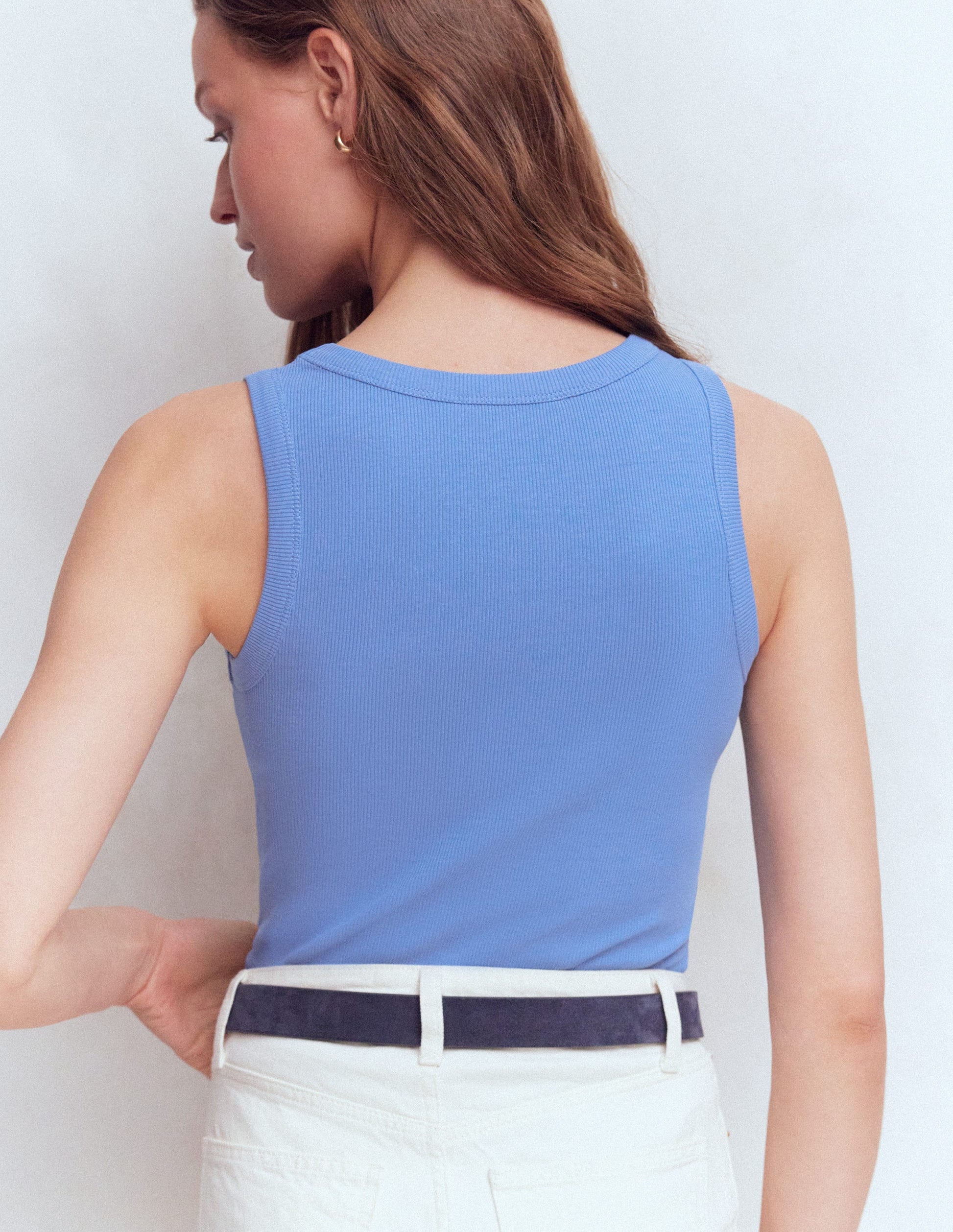 Ribbed Cotton Vest-Cabin Blue-4