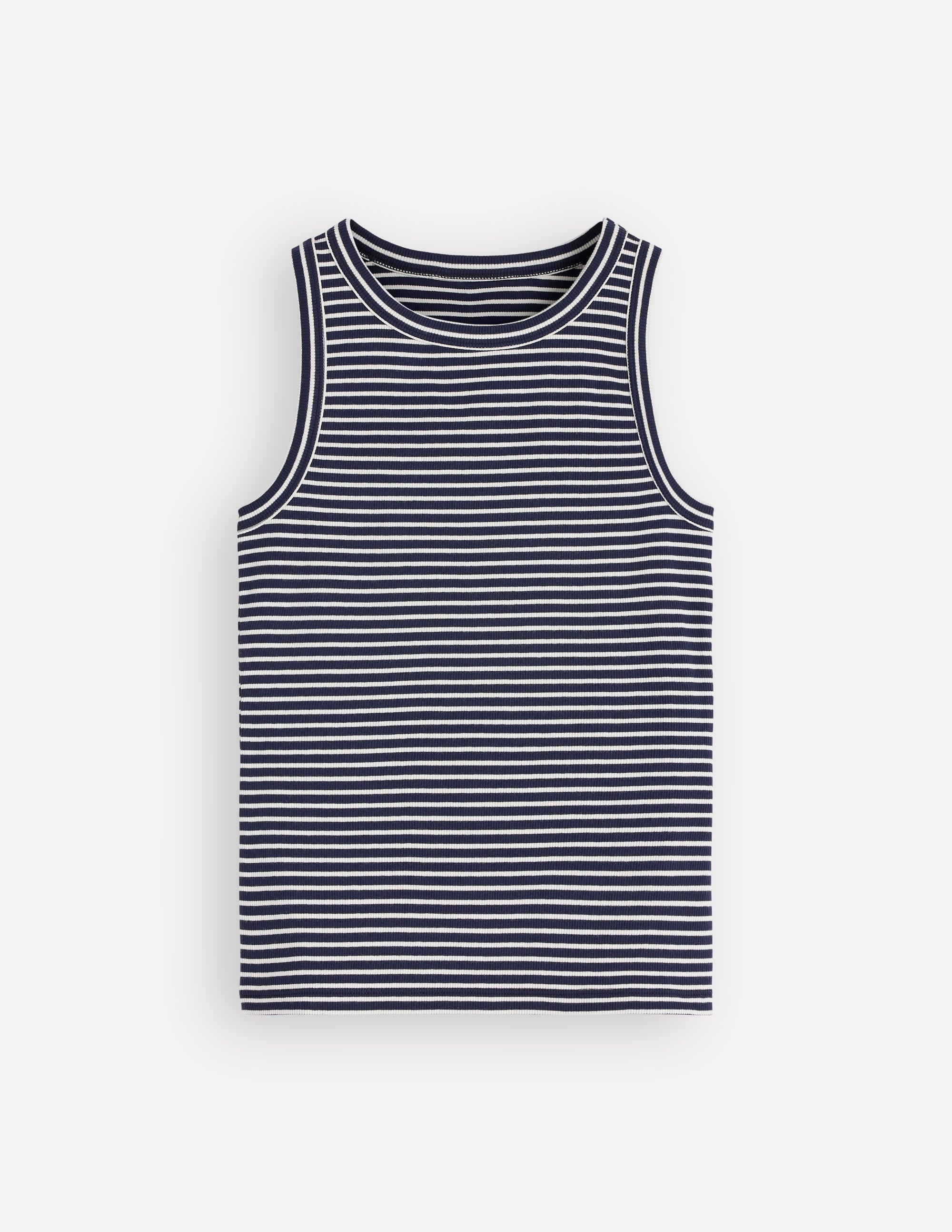 Ribbed Cotton Vest-Navy & Ivory Stripe - Image 6