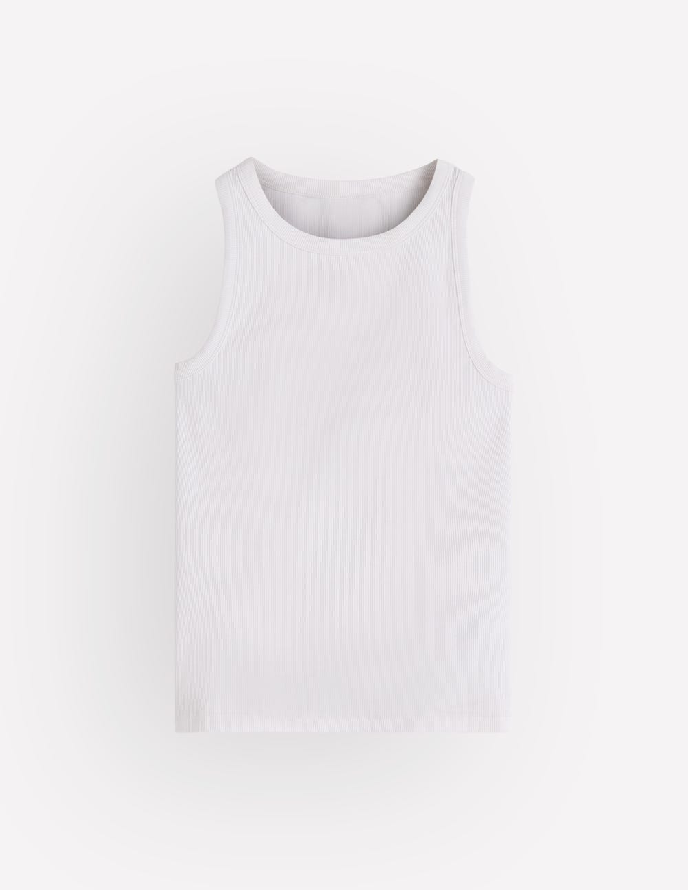 Ribbed Cotton Vest-White-6
