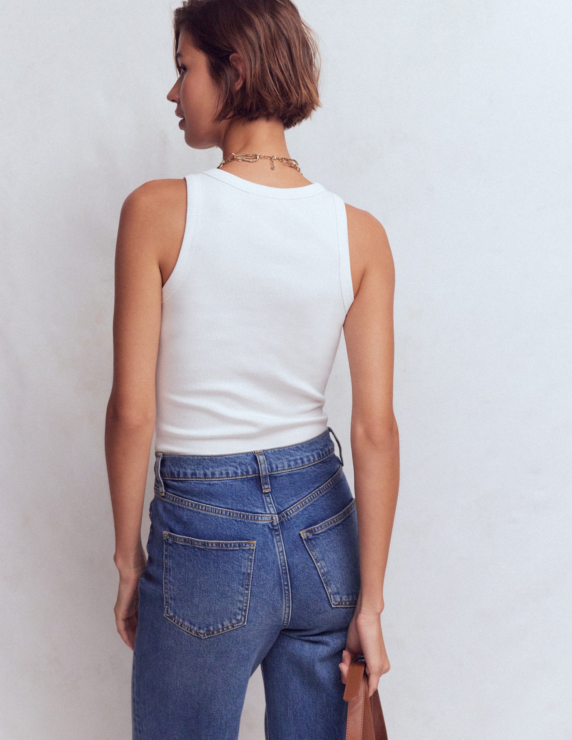 Ribbed Cotton Vest-White-3