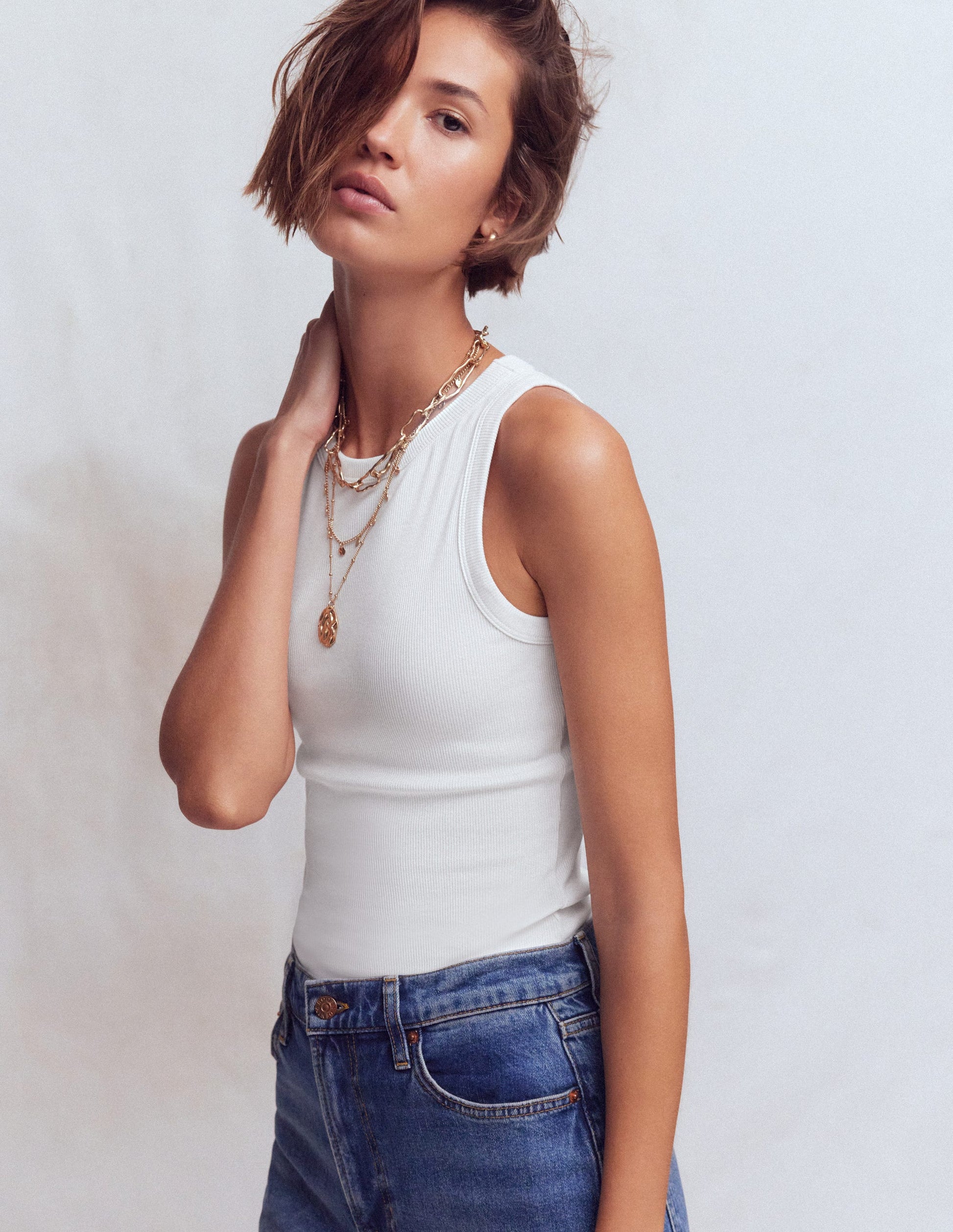 Ribbed Cotton Vest-White-5