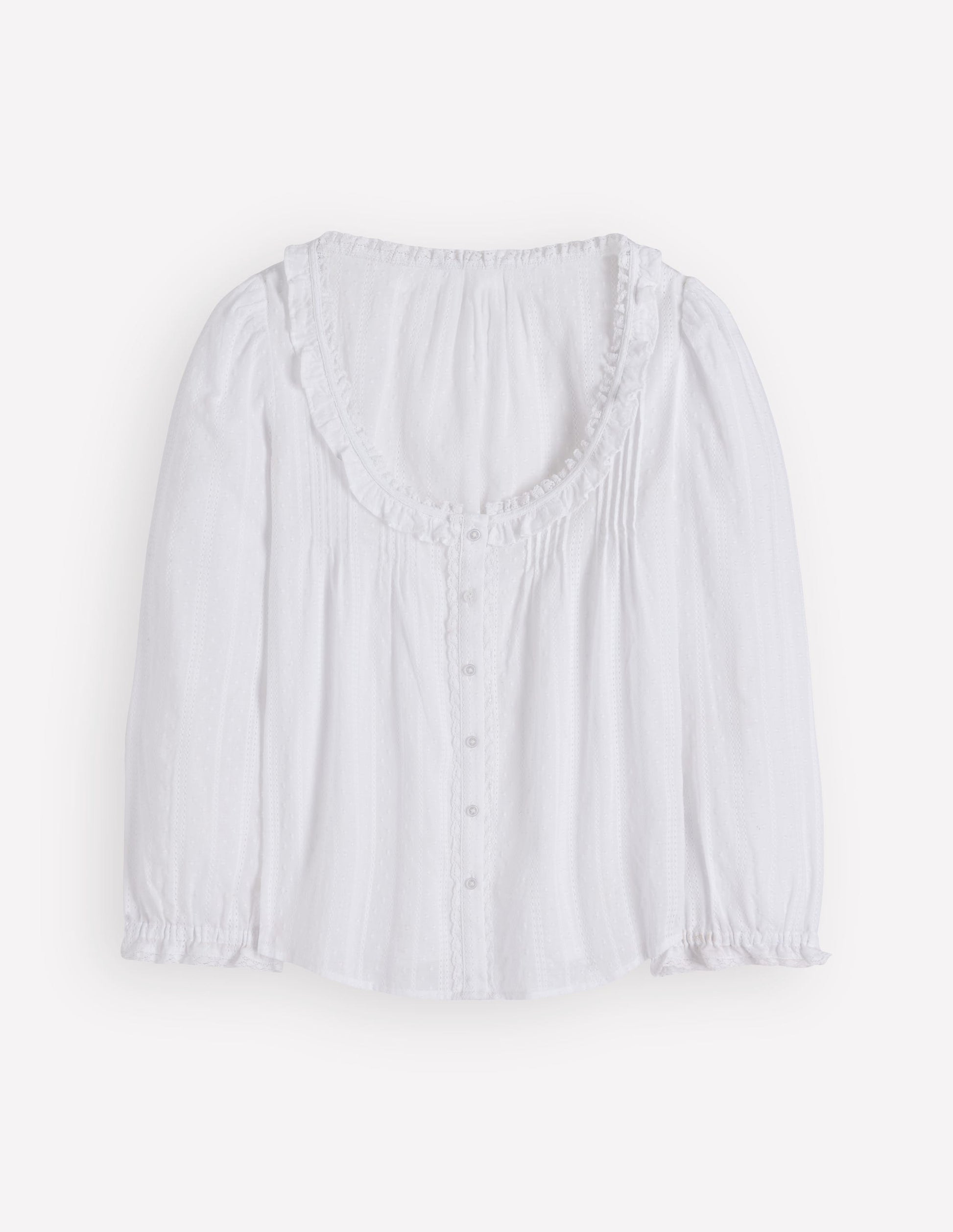 Scoop Neck Ruffle Top-White-6