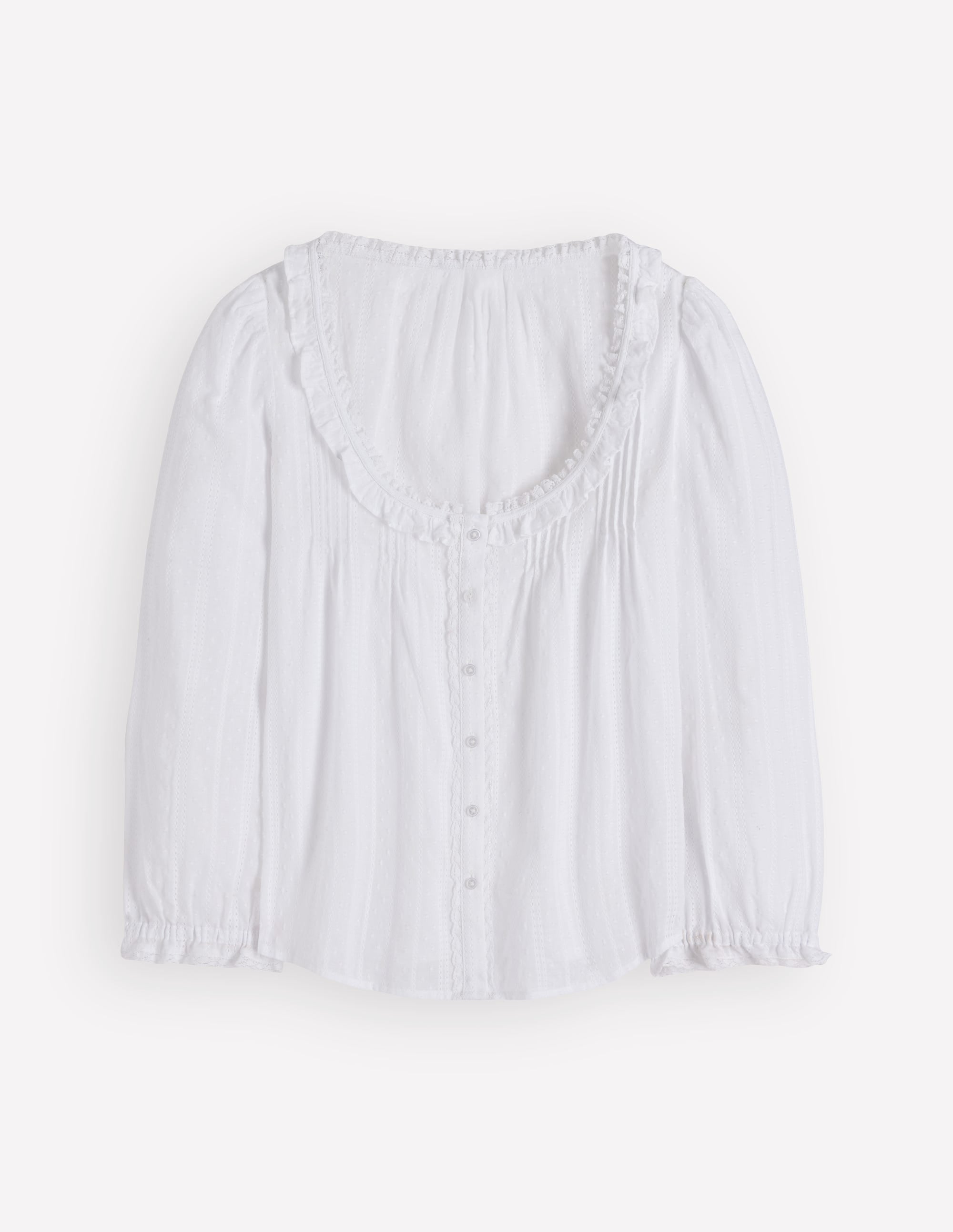 Scoop Neck Ruffle Top-White - Image 5