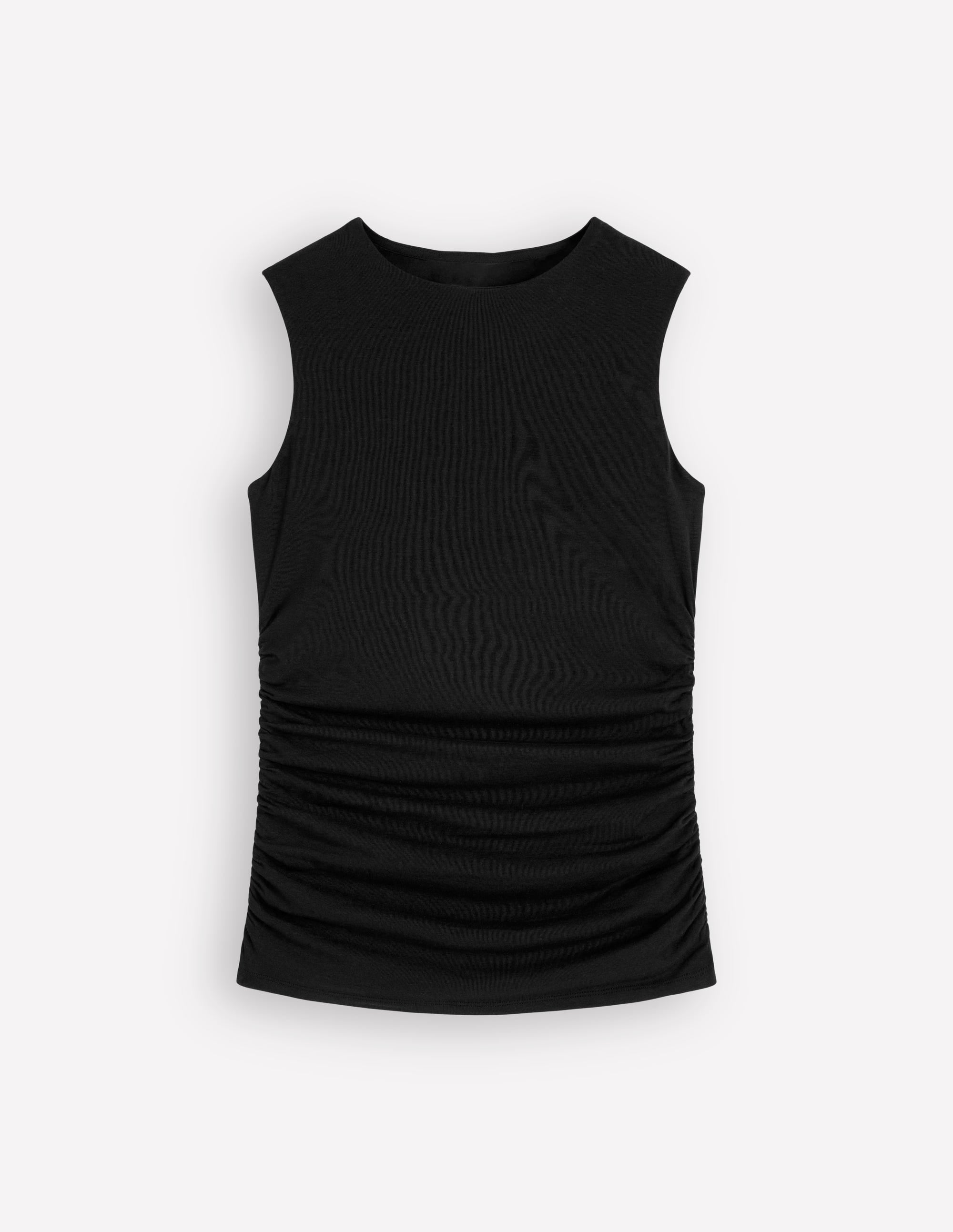 Tia Sleeveless Ruch Jersey Top-Black - Image 4