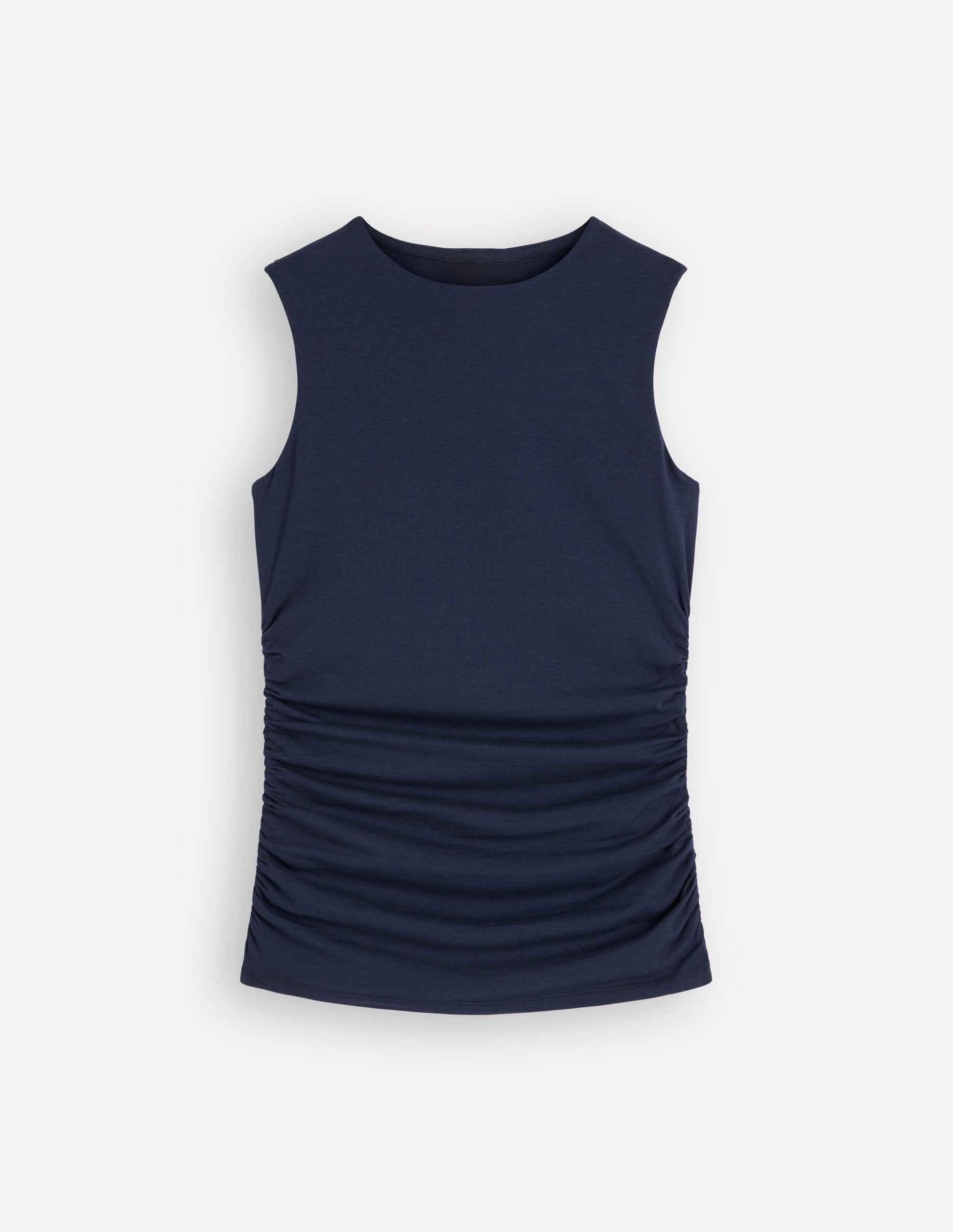 Tia Sleeveless Ruch Jersey Top-Navy-6