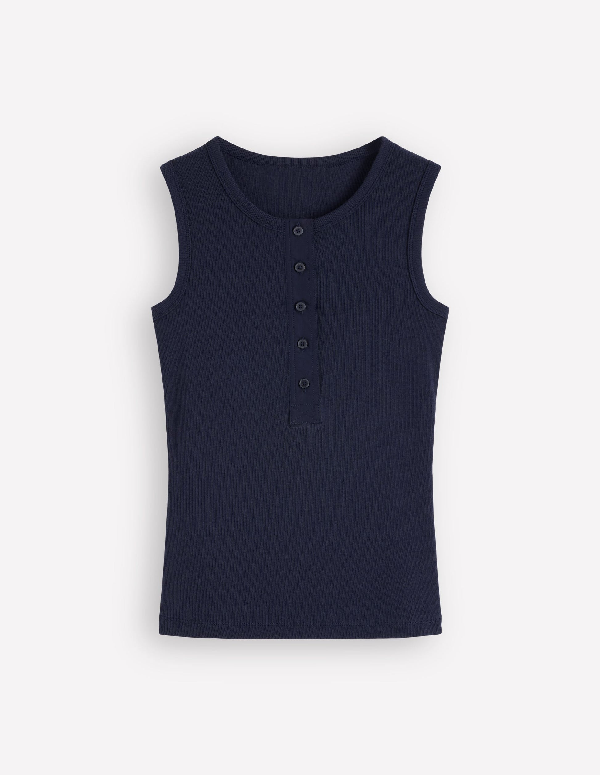Crew Neck Henley Vest-Navy-6
