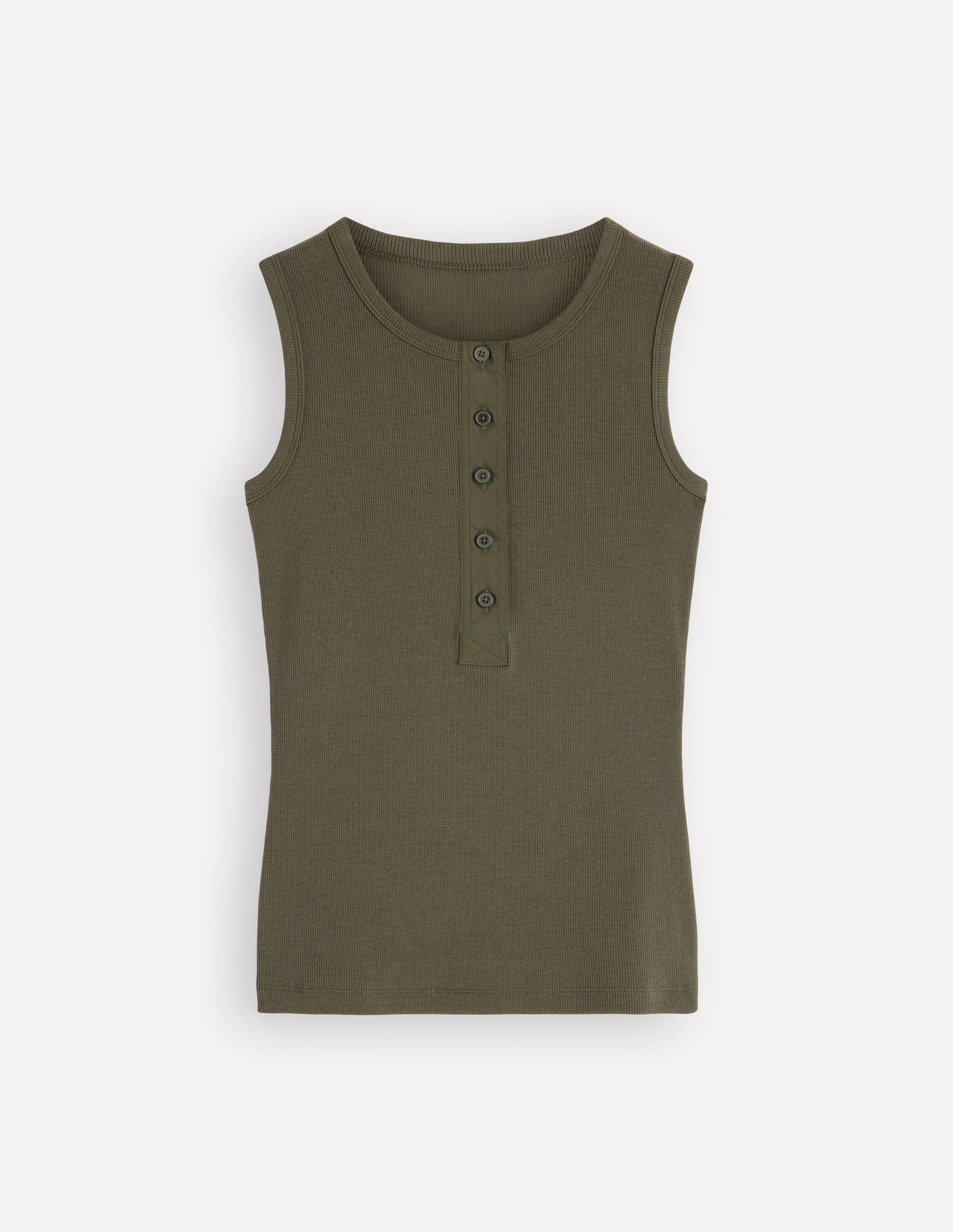 Crew Neck Henley Vest-Olive Night-6