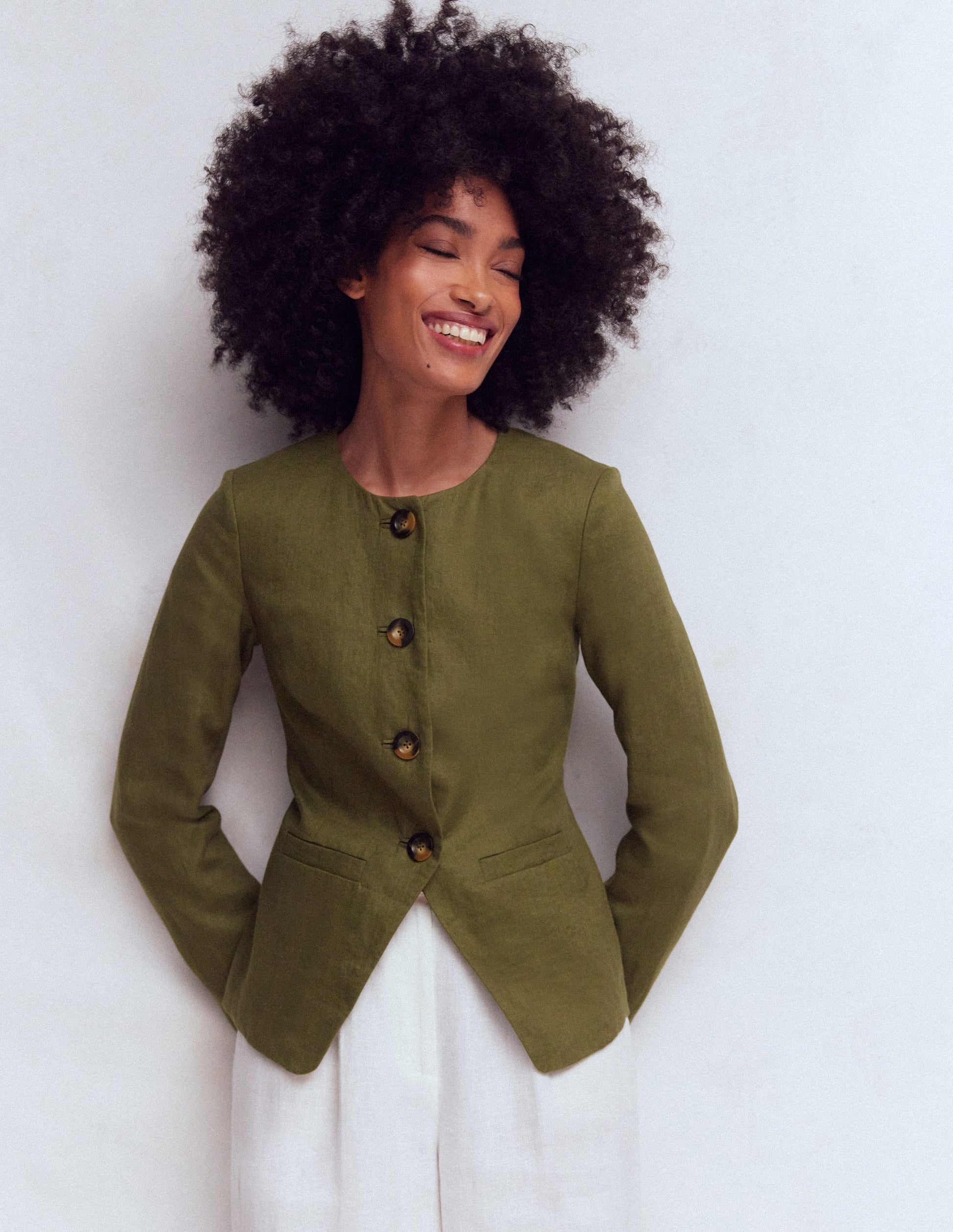 Hampstead Linen Blazer-Woodland Green-1