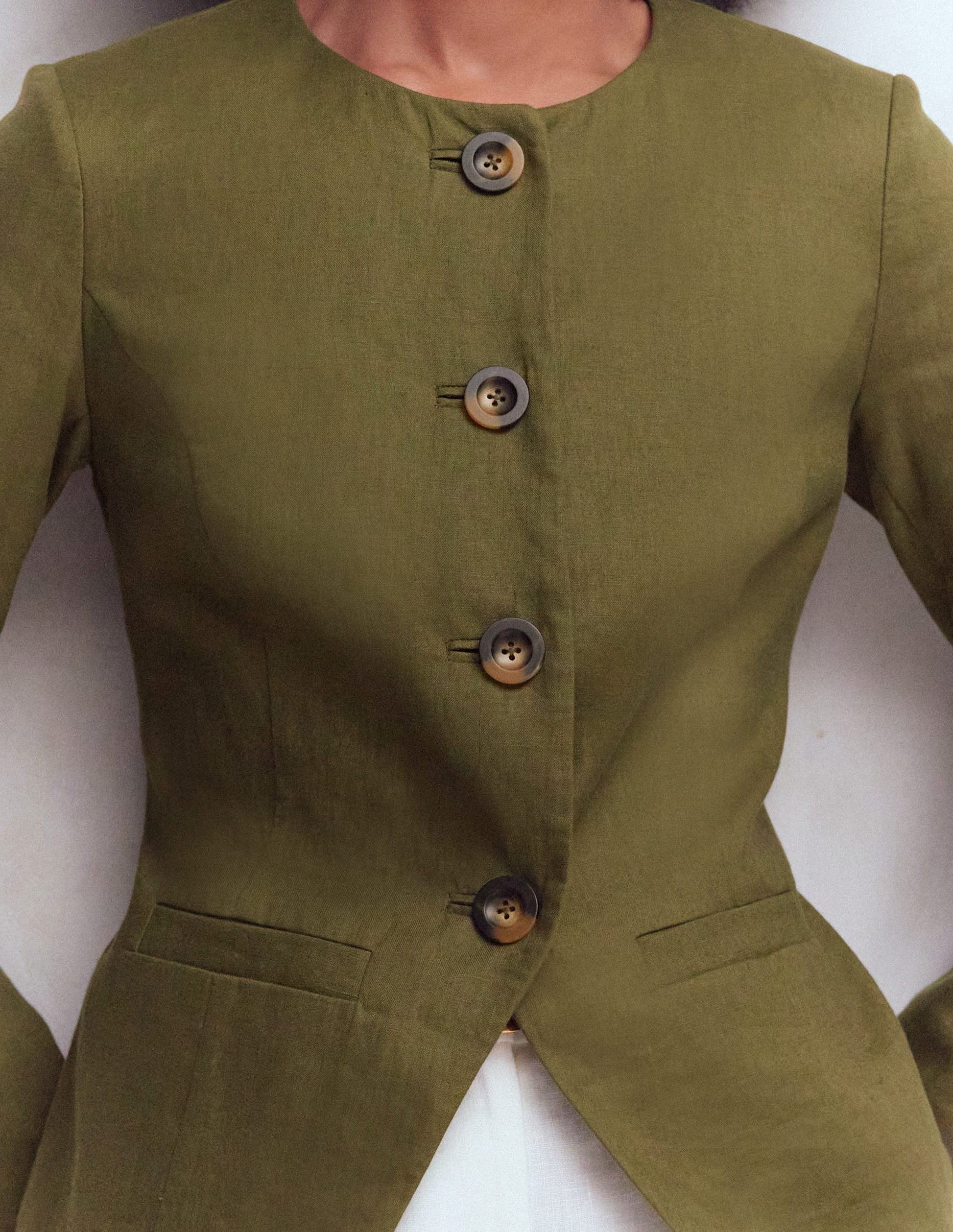 Hampstead Linen Blazer-Woodland Green-2