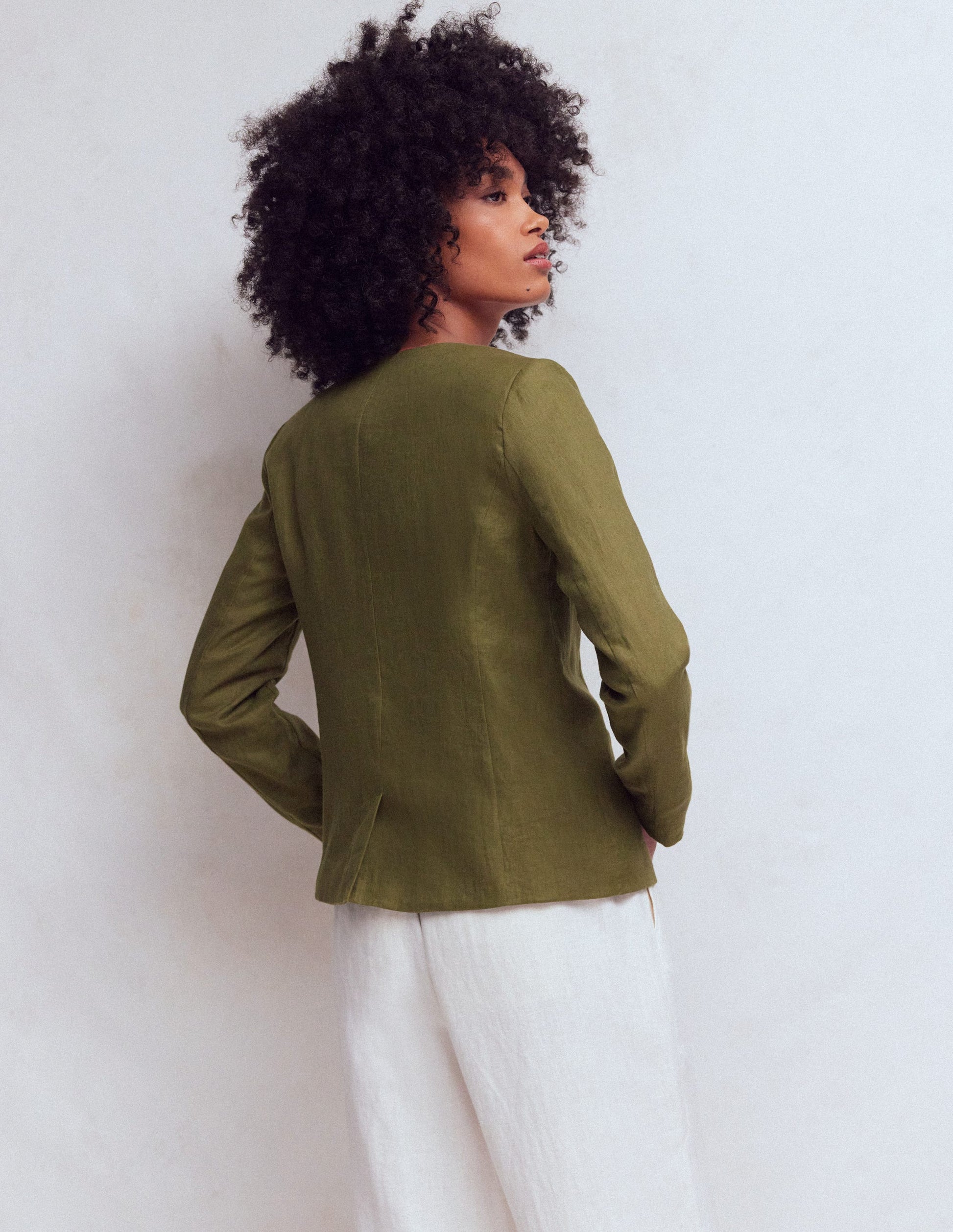 Hampstead Linen Blazer-Woodland Green-3