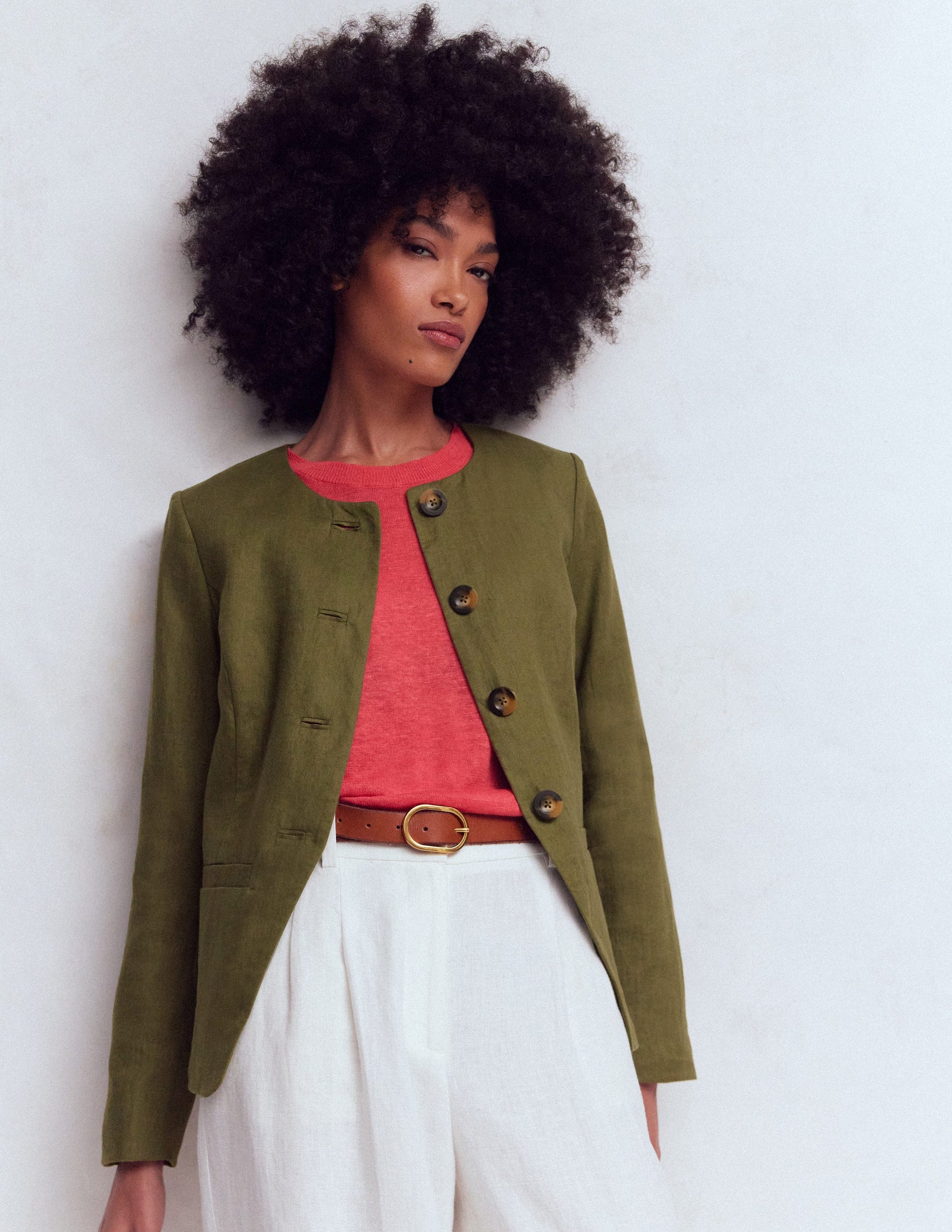 Hampstead Linen Blazer-Woodland Green-4