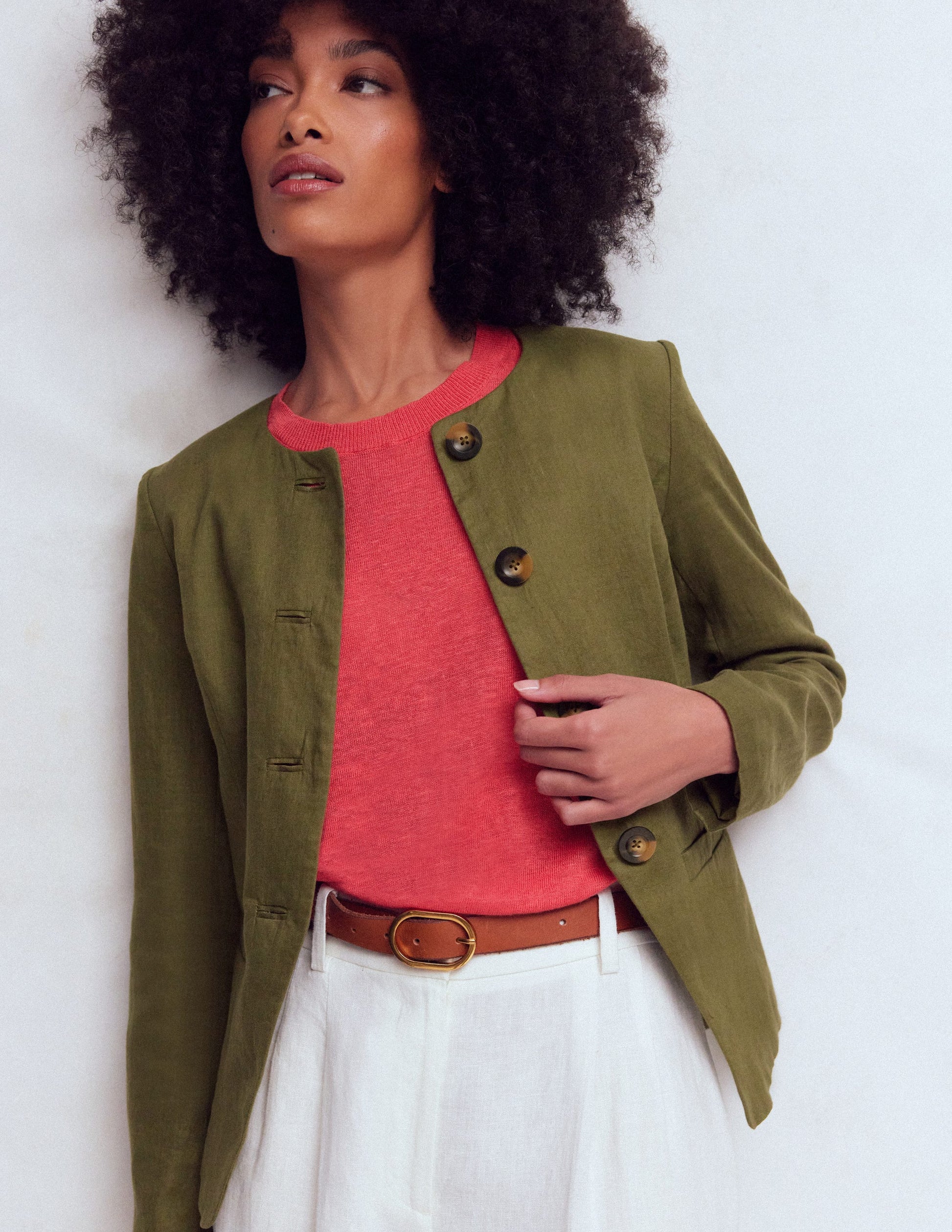 Hampstead Linen Blazer-Woodland Green-5