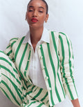 Salisbury Puff Sleeve Jacket-Ivory, Fresh Green Stripe