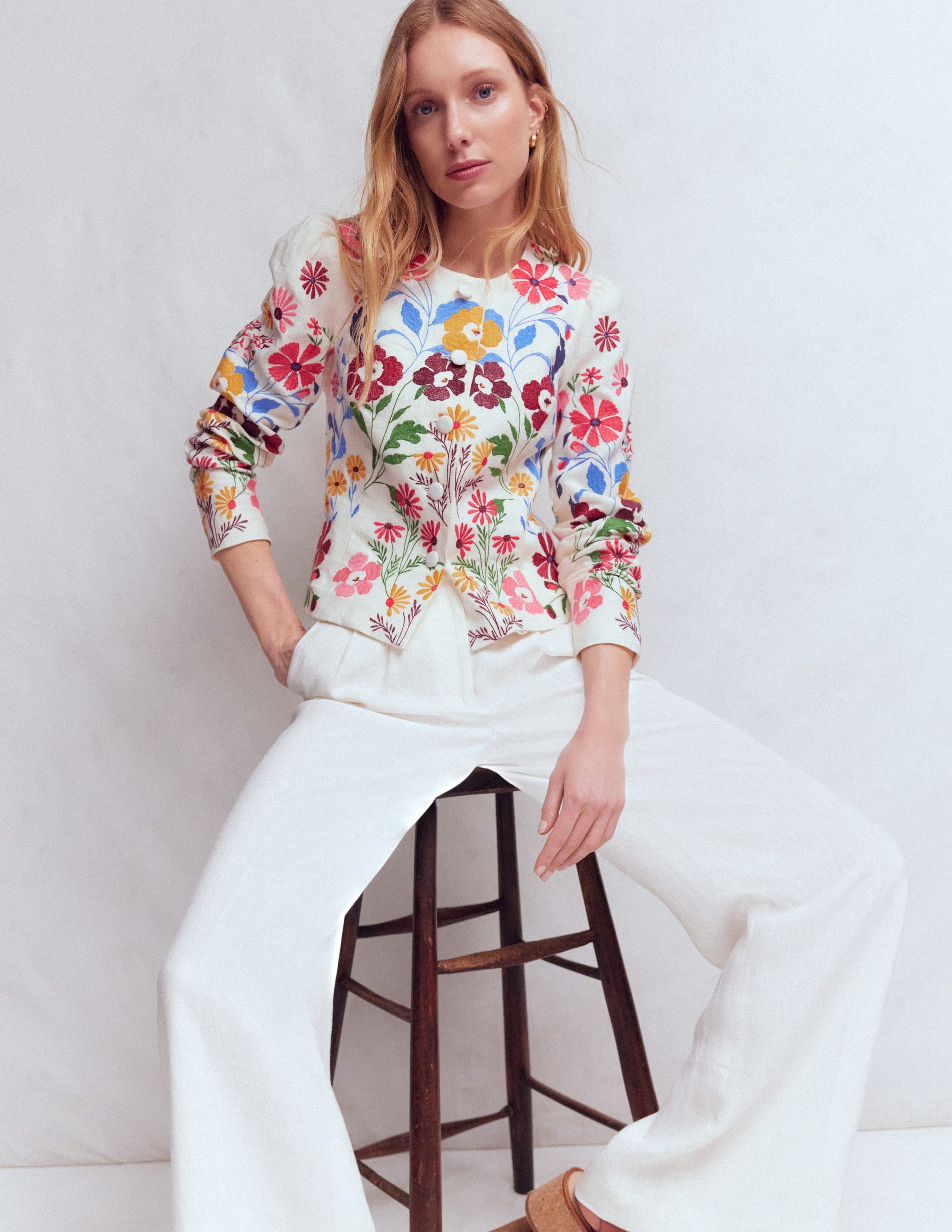 Salisbury Puff Sleeve Jacket-Multi, Embroidery - Image 2