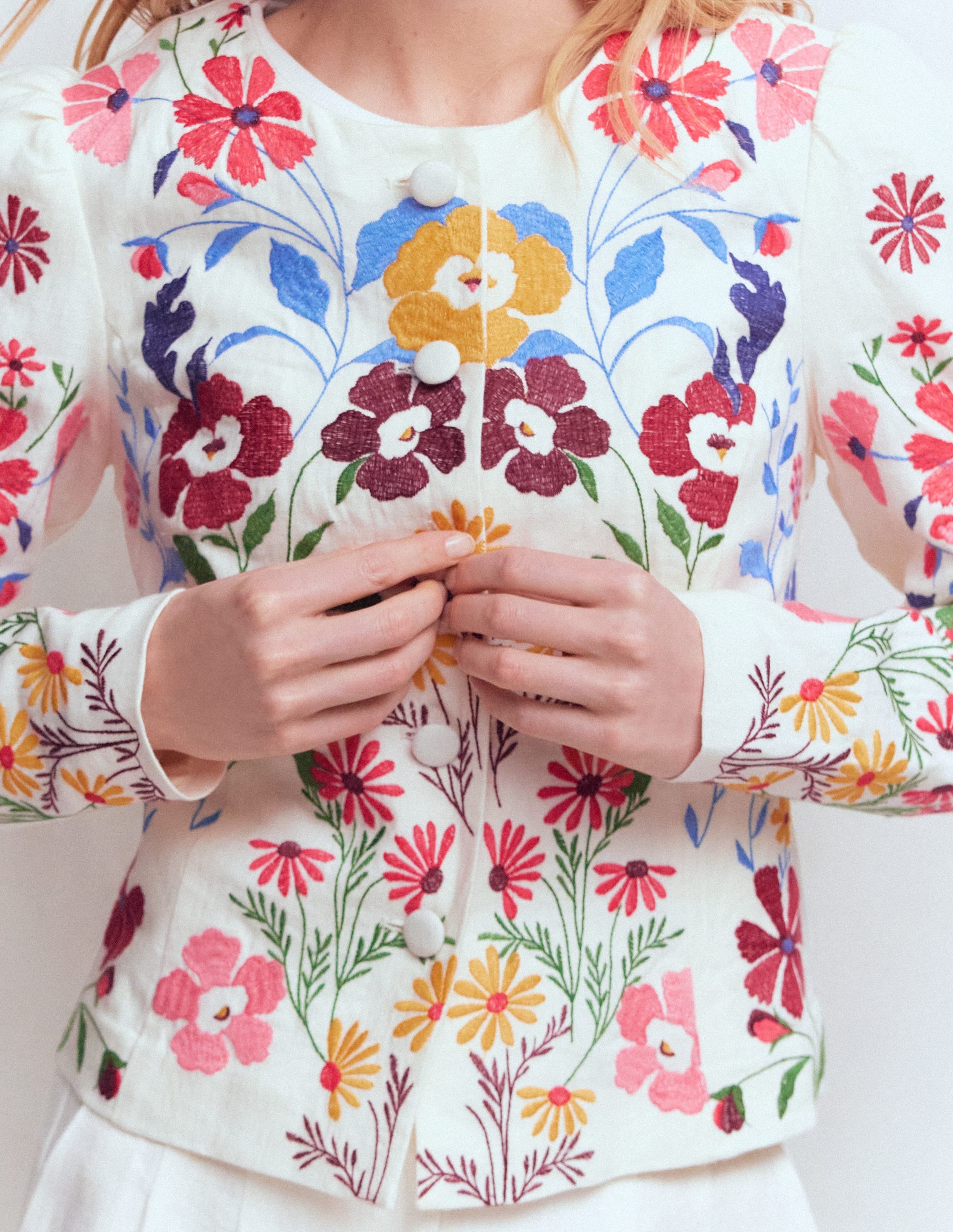 Salisbury Puff Sleeve Jacket-Multi, Embroidery - Image 3