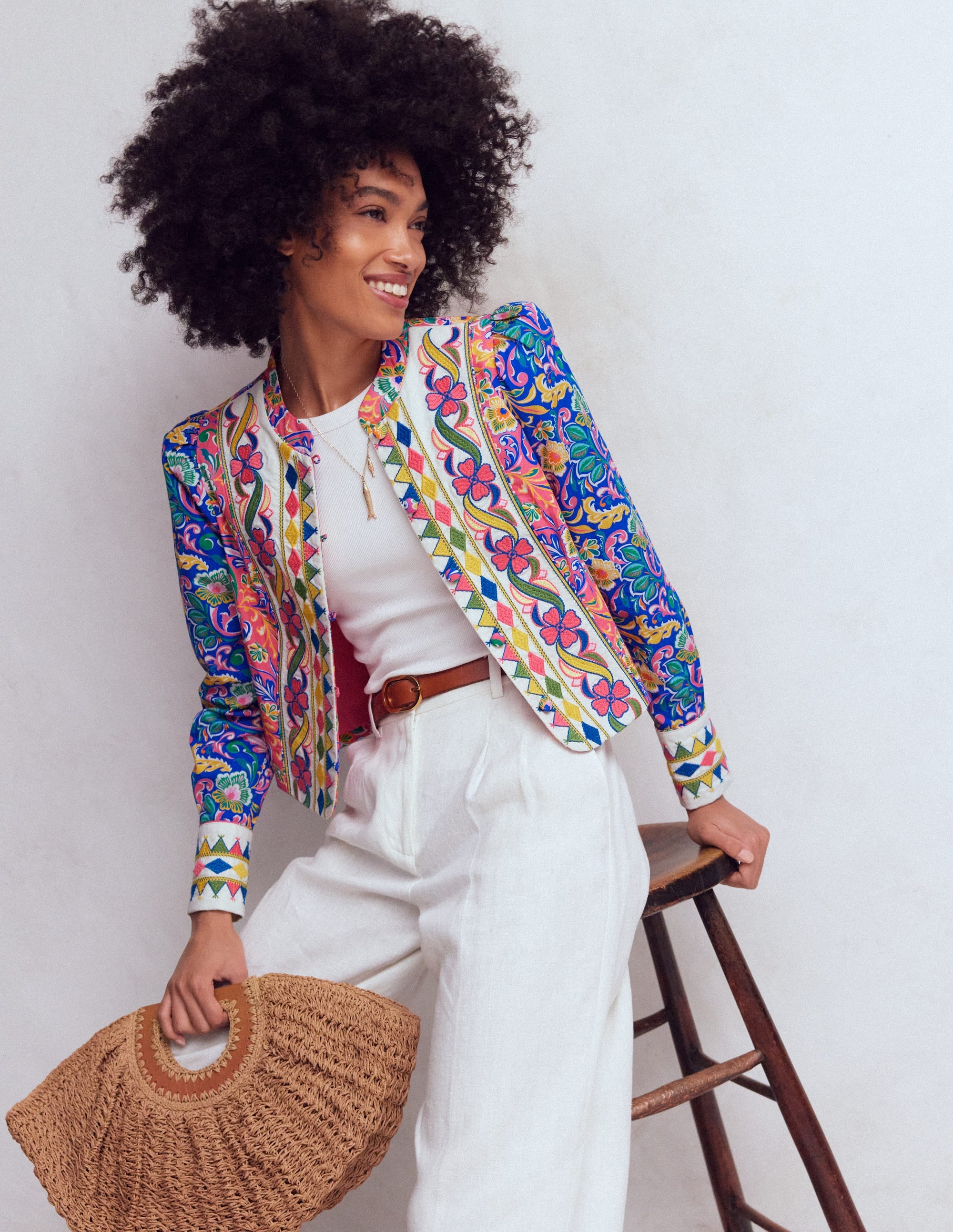 Printed Trim Jacket-Multi, Enchanting Bouquet - Image 1