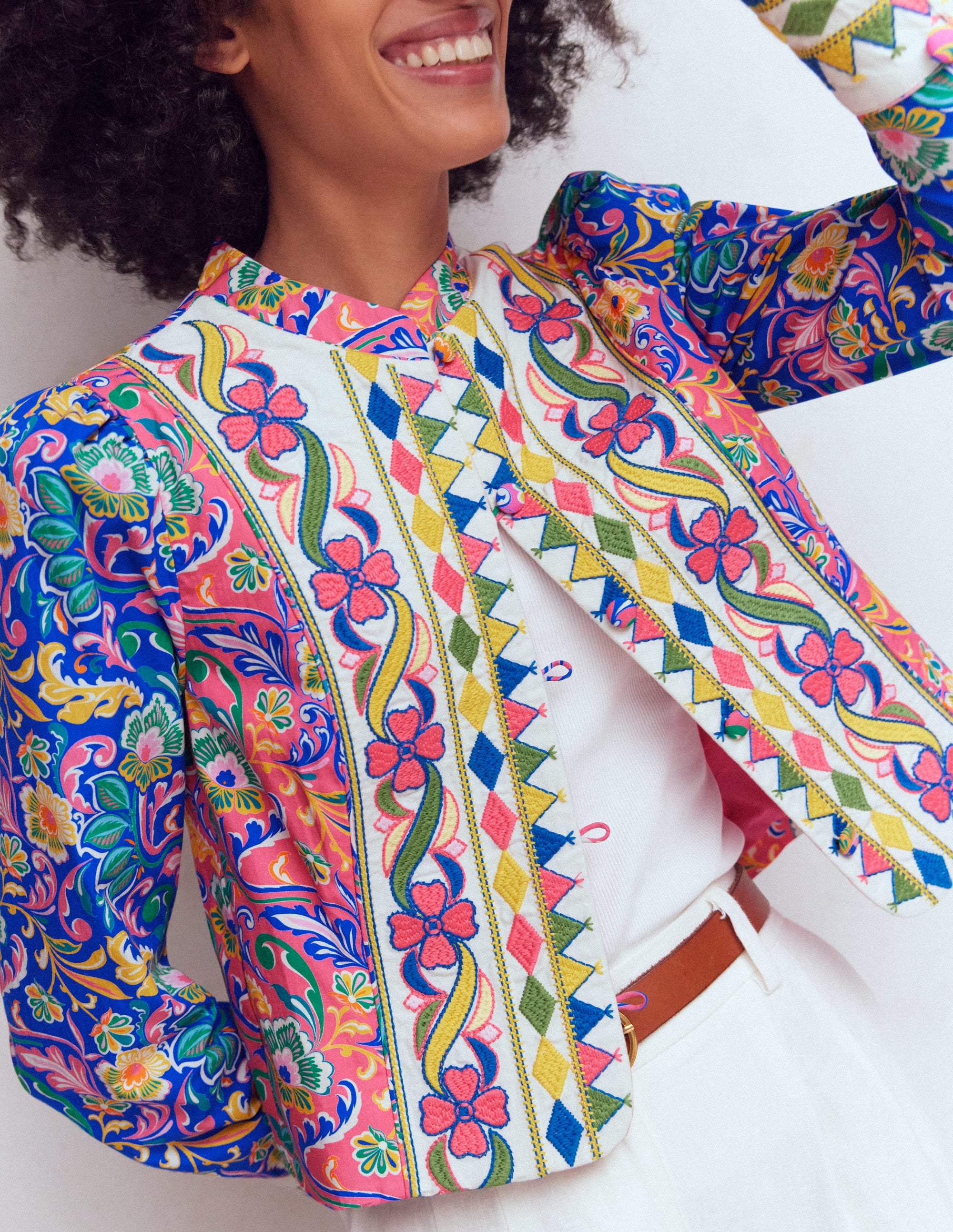 Printed Trim Jacket-Multi, Enchanting Bouquet - Image 2