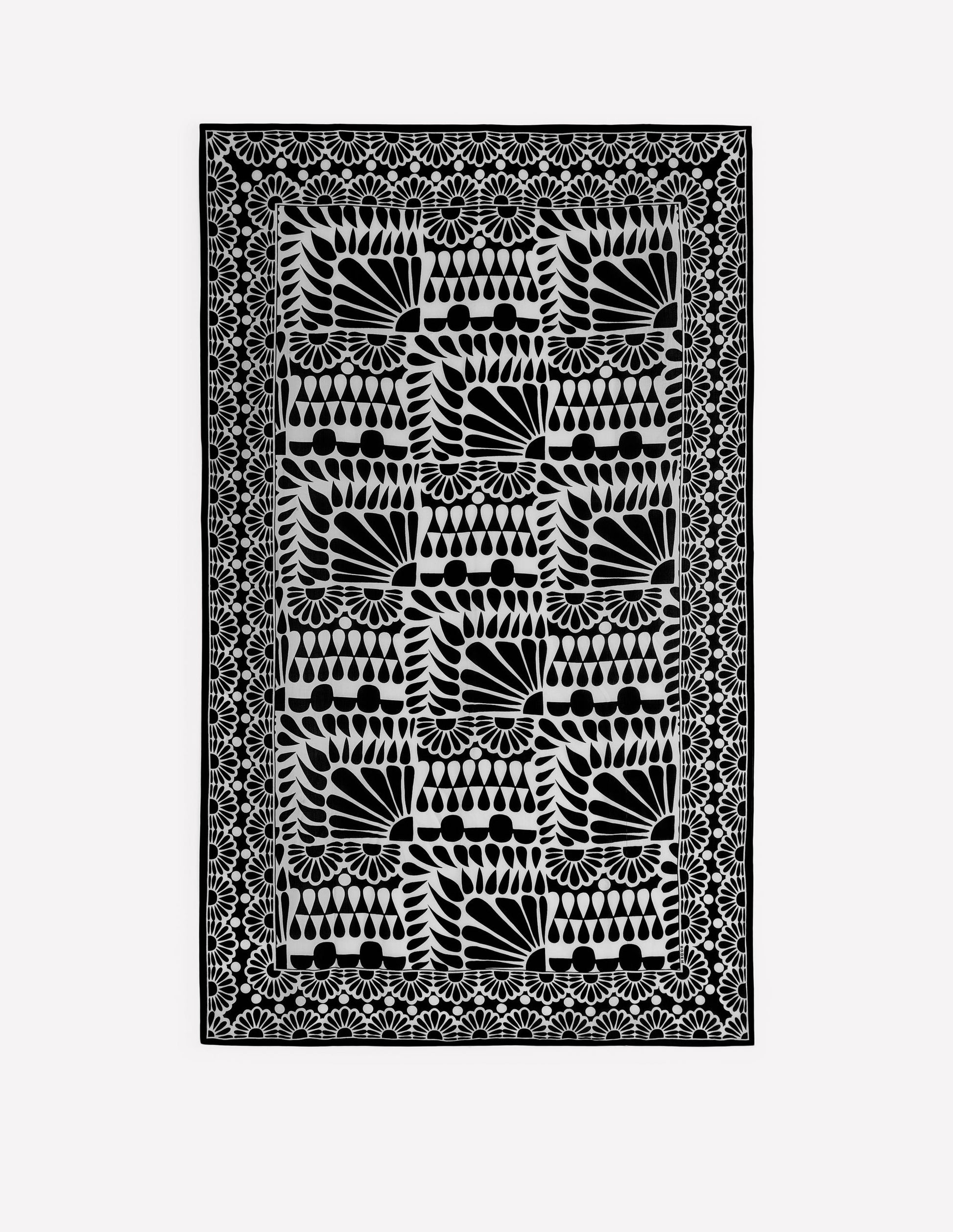 Printed Sarong Scarf-Black, Geo Stamp-4