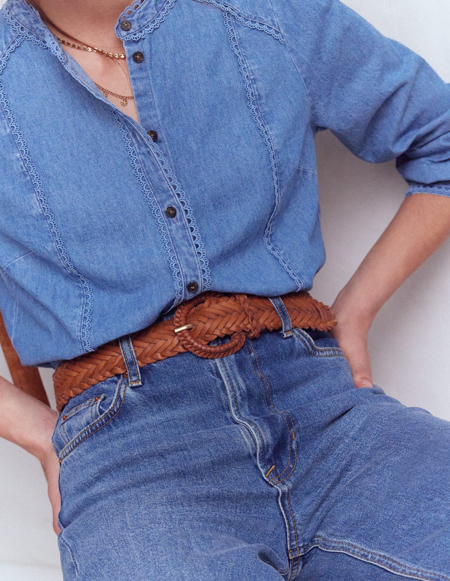 Woven Leather Belt-Tan