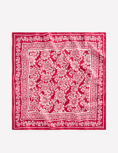 Silk Square Scarf-Red Decorative Blossom-5