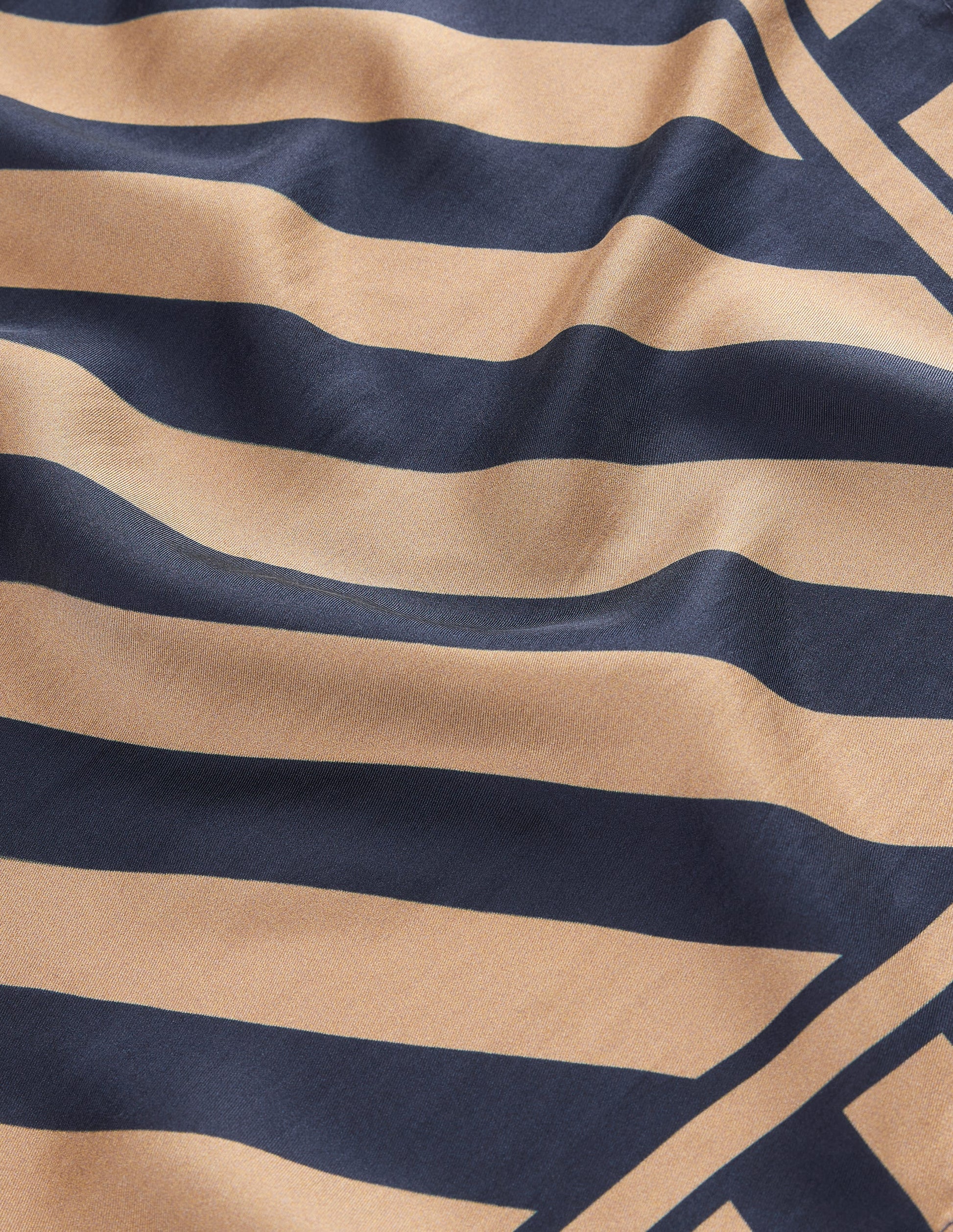 Elisabeth Silk Square Scarf-Navy and Camel Stripe-3