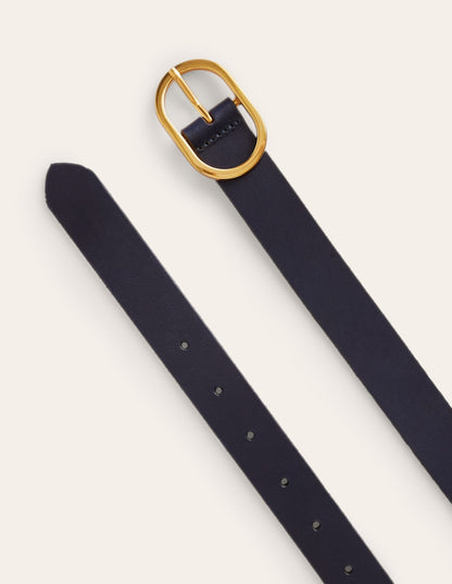 Classic Leather Belt-Navy-3