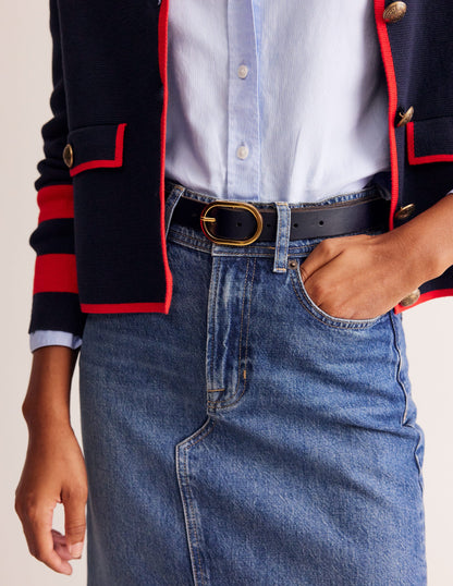 Classic Leather Belt-Navy-2