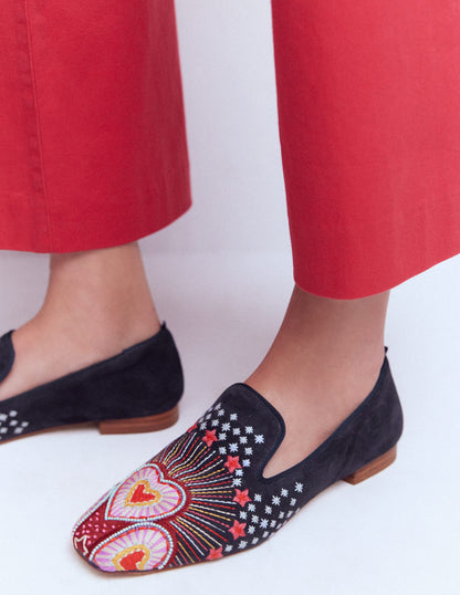 Slipper Cut Loafers-Navy-1