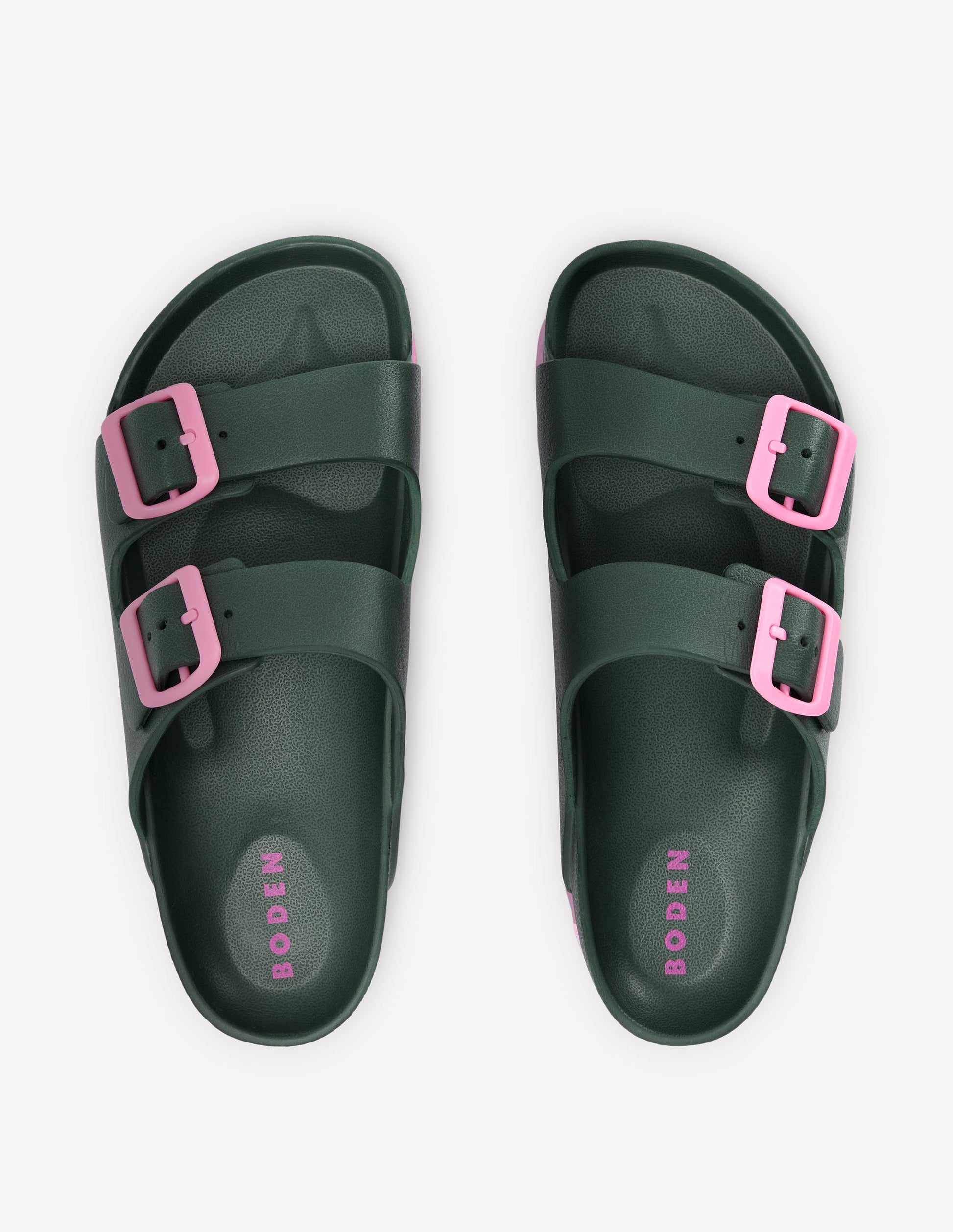 Lyla Double Buckle Sliders-Khaki/Pink-6