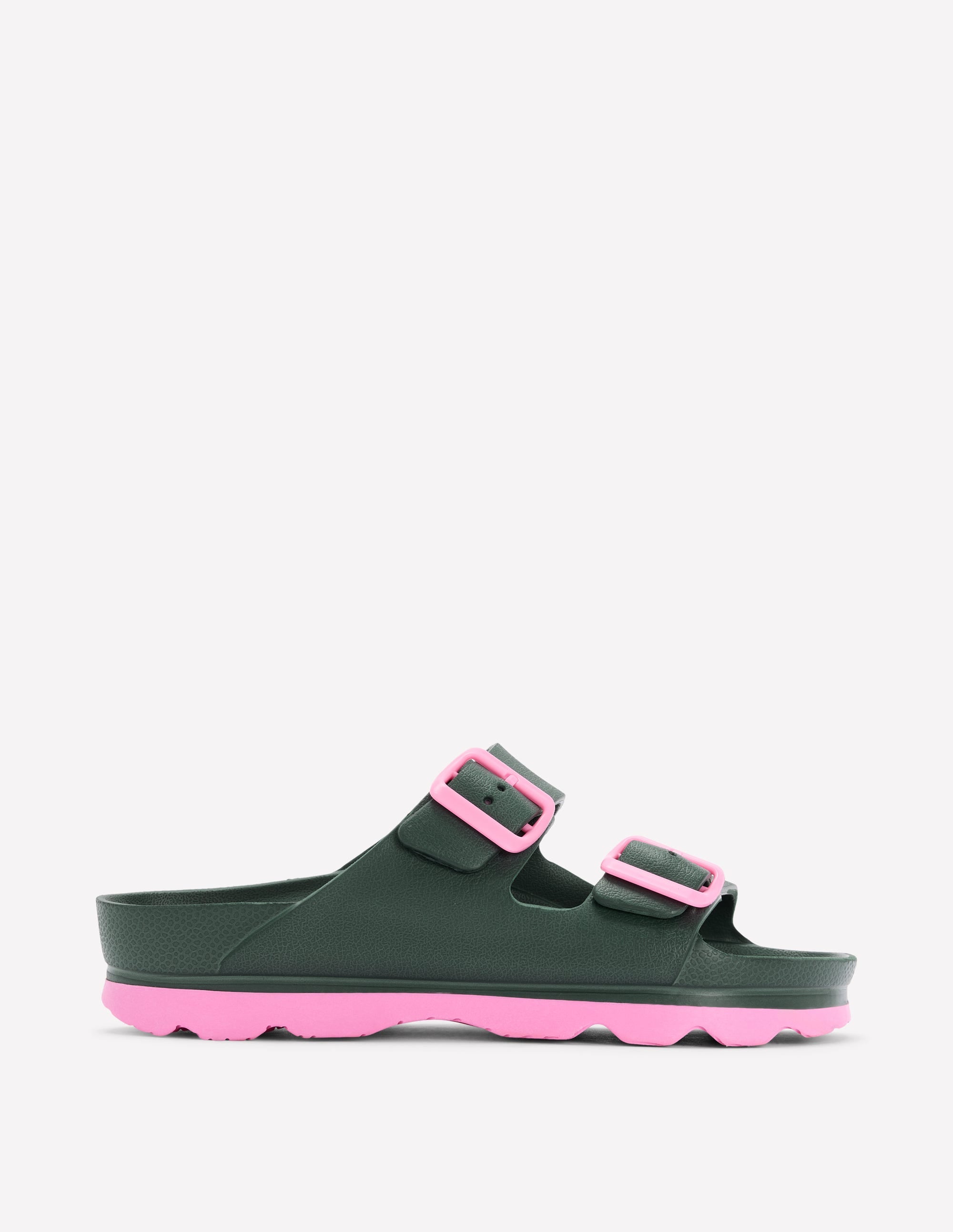 Lyla Double Buckle Sliders-Khaki/Pink - Image 1