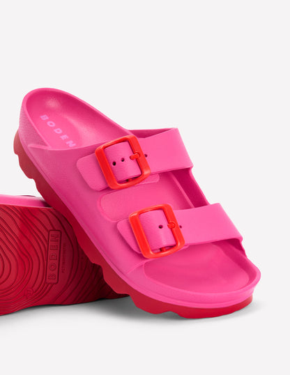 Lyla Double Buckle Sliders-Pink/Red-4